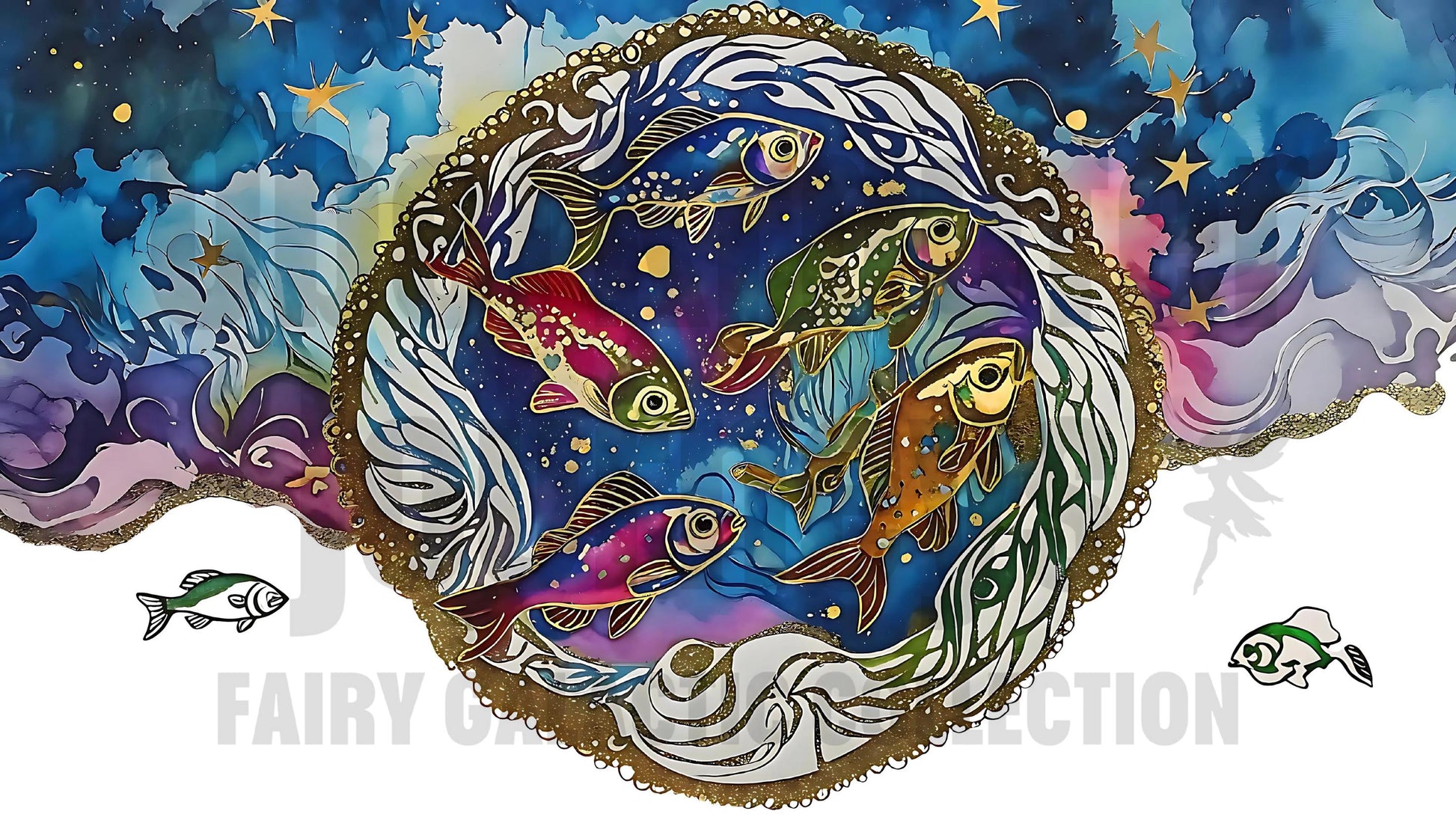 Fairy Galactic Pisces Weiße Keramiktasse mit Farbe an der Innenseite 11oz/325ml