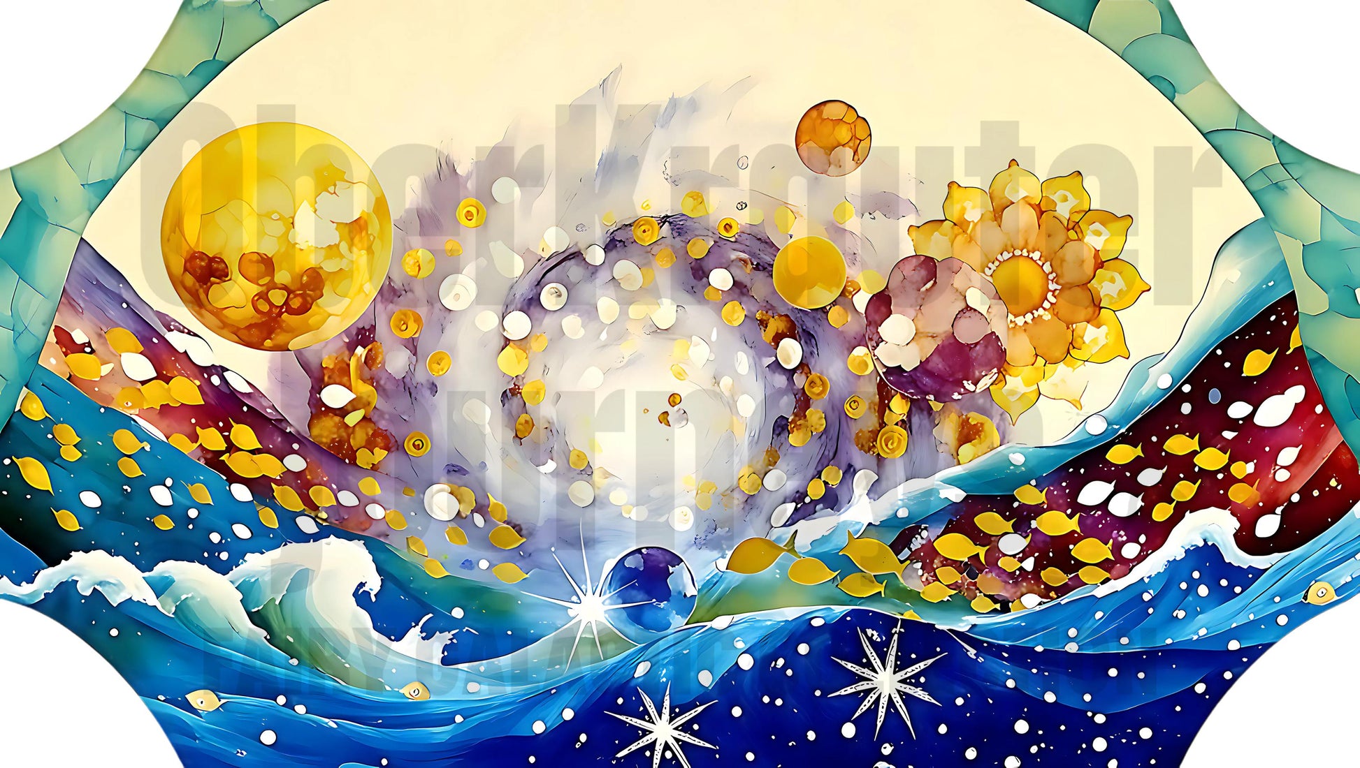 Fairy Galactic Nebula of Fish Weiße Keramiktasse mit Farbe an der Innenseite 11oz/325ml