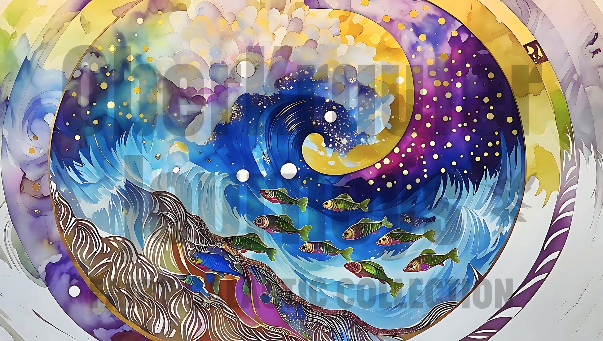 Fairy Galactic Fish Life Weiße Keramiktasse mit Farbe an der Innenseite 11oz/325ml
