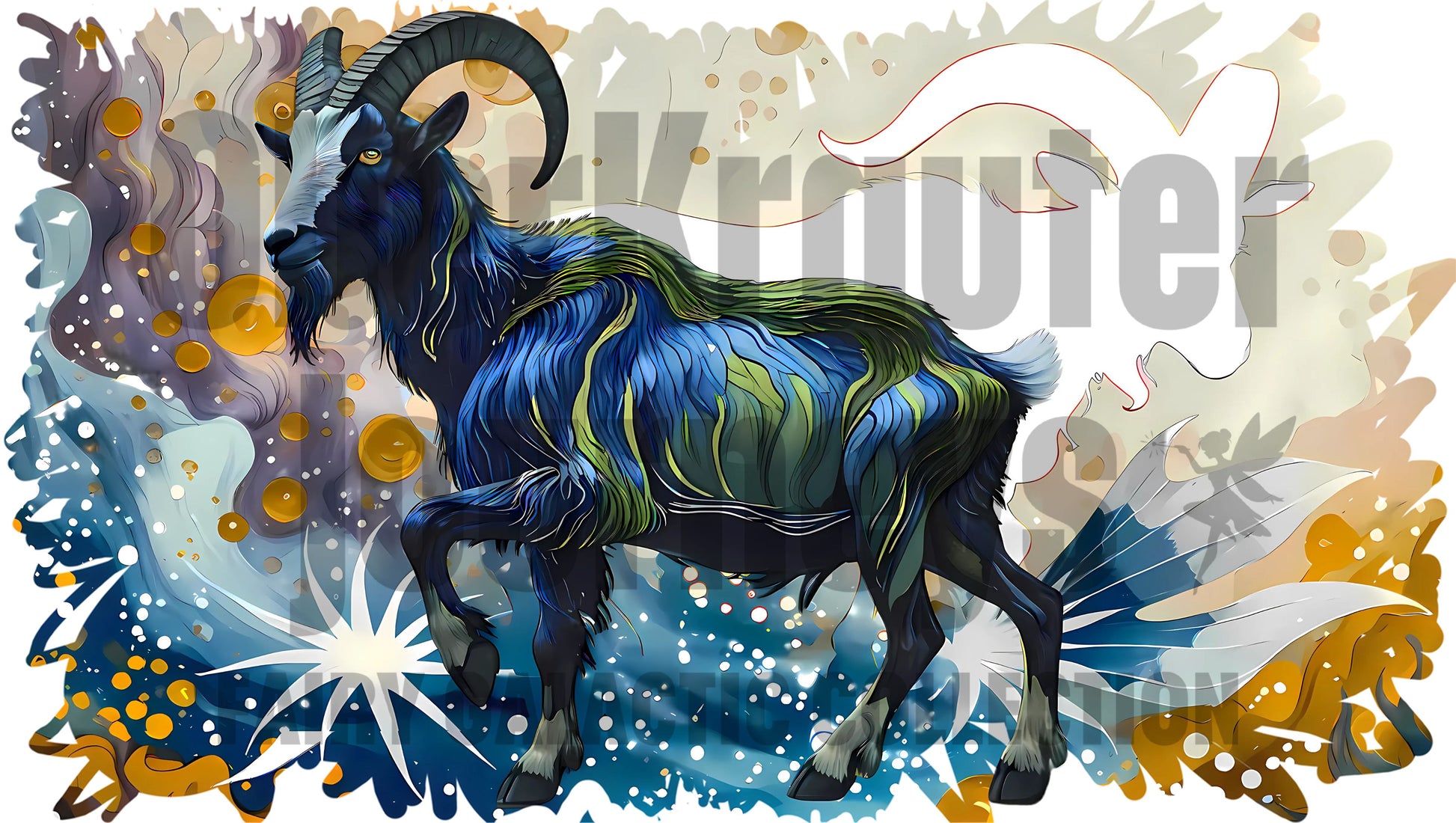 Fairy Galactic Capricorn Weiße Keramiktasse mit Farbe an der Innenseite 11oz/325ml