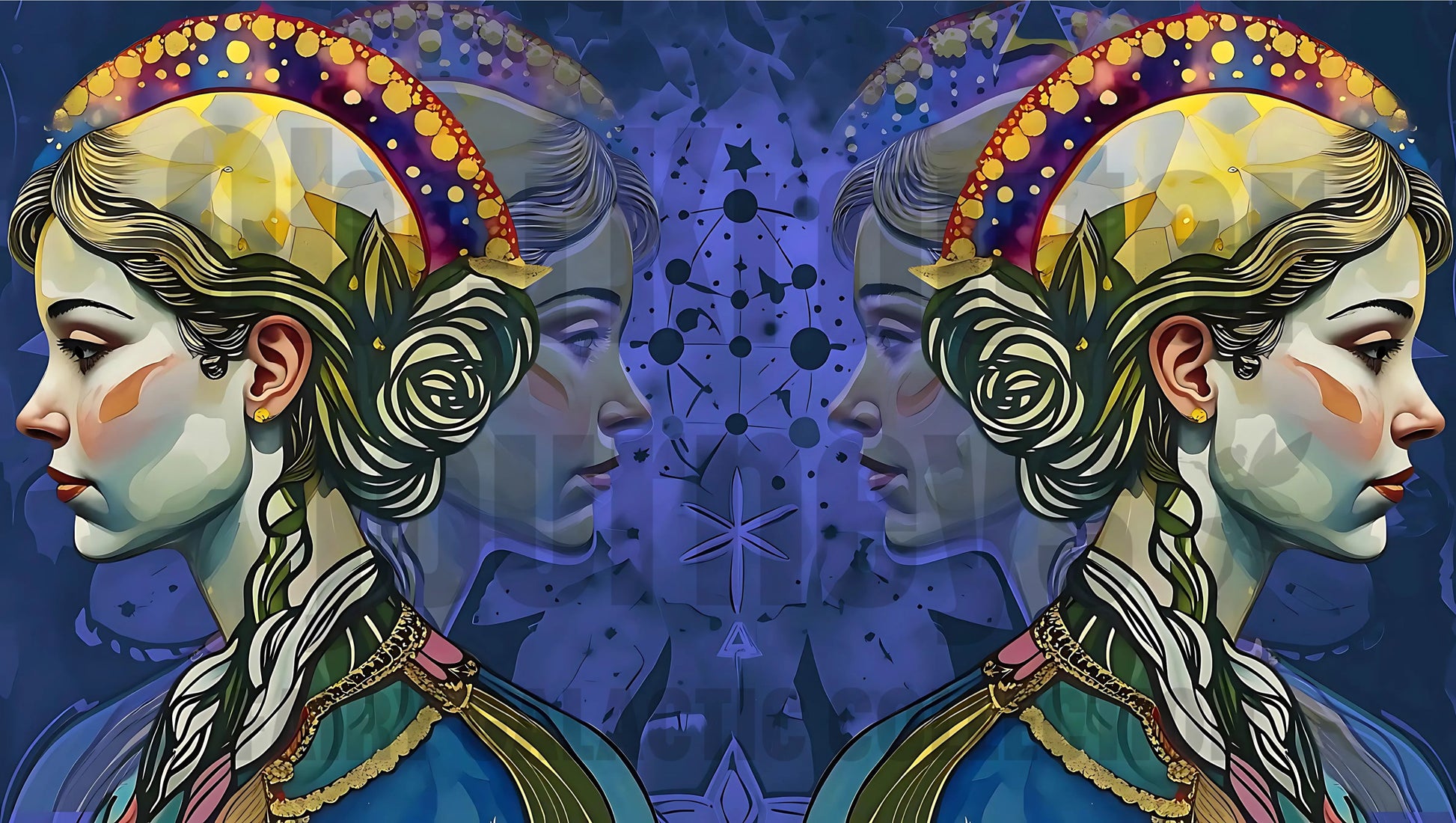 Fairy Galactic Gemini - female - Weiße Keramiktasse mit Farbe an der Innenseite 11oz/325ml