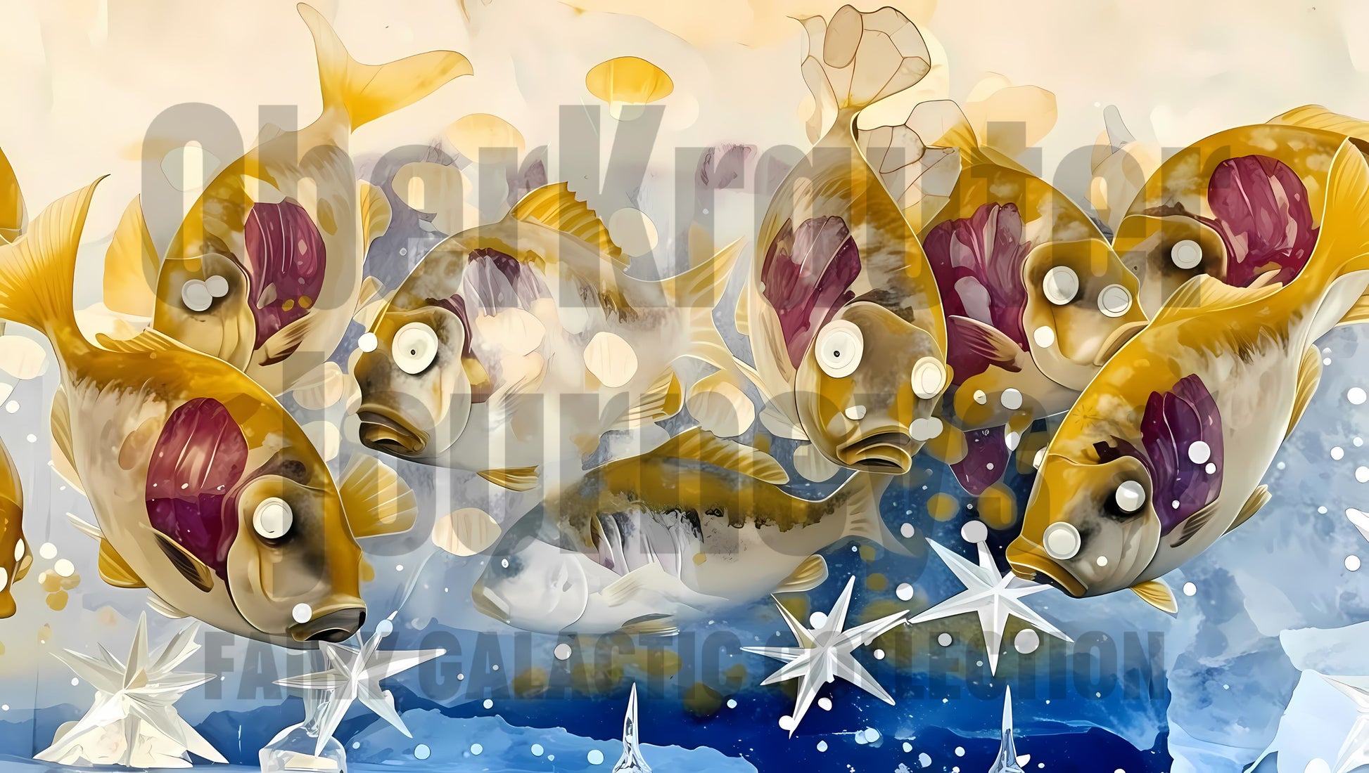 Fairy Galactic Funny Fish Weiße Keramiktasse mit Farbe an der Innenseite 11oz/325ml