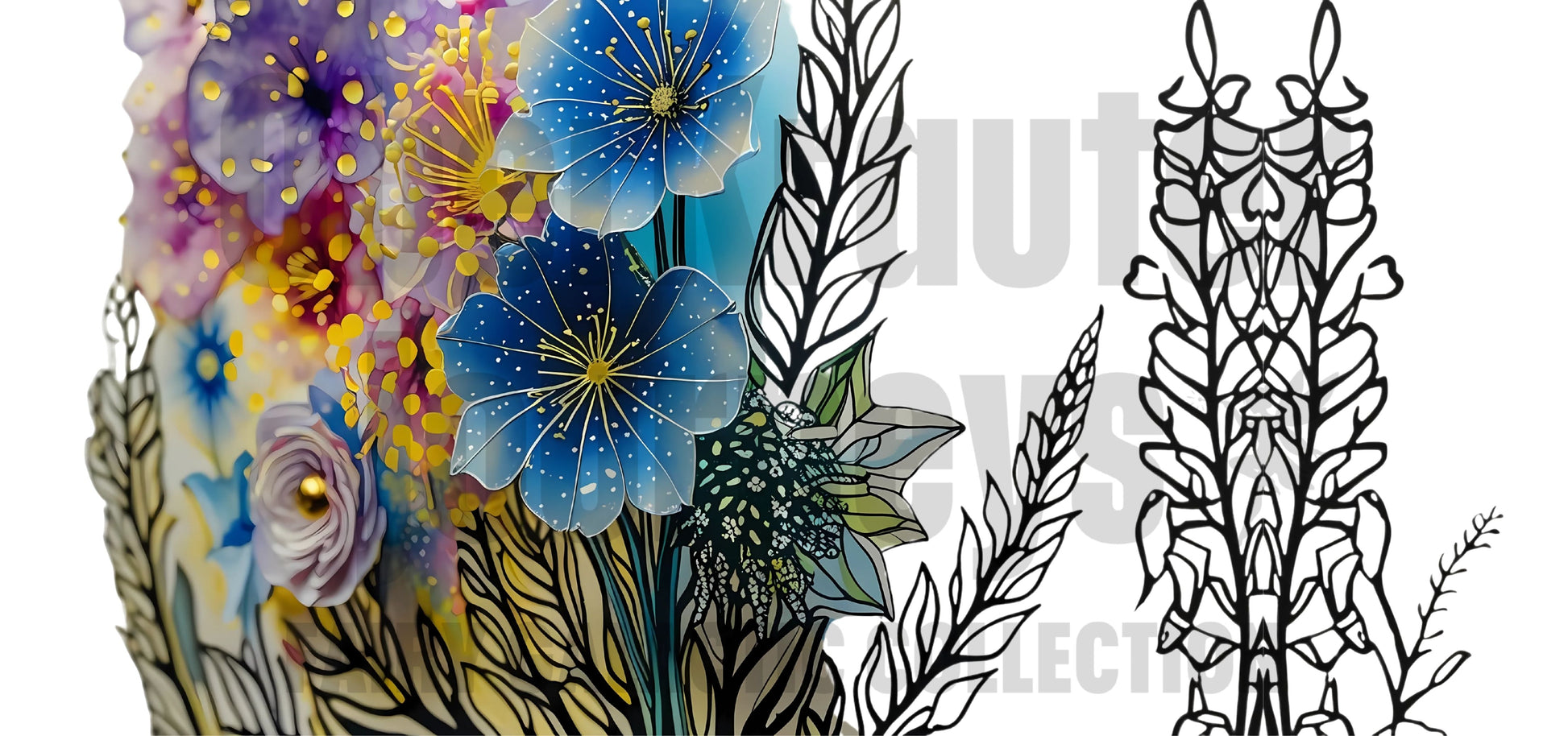 Fairy Galactic Floral with an Edge Weiße Keramiktasse mit Farbe an der Innenseite 11oz/325ml