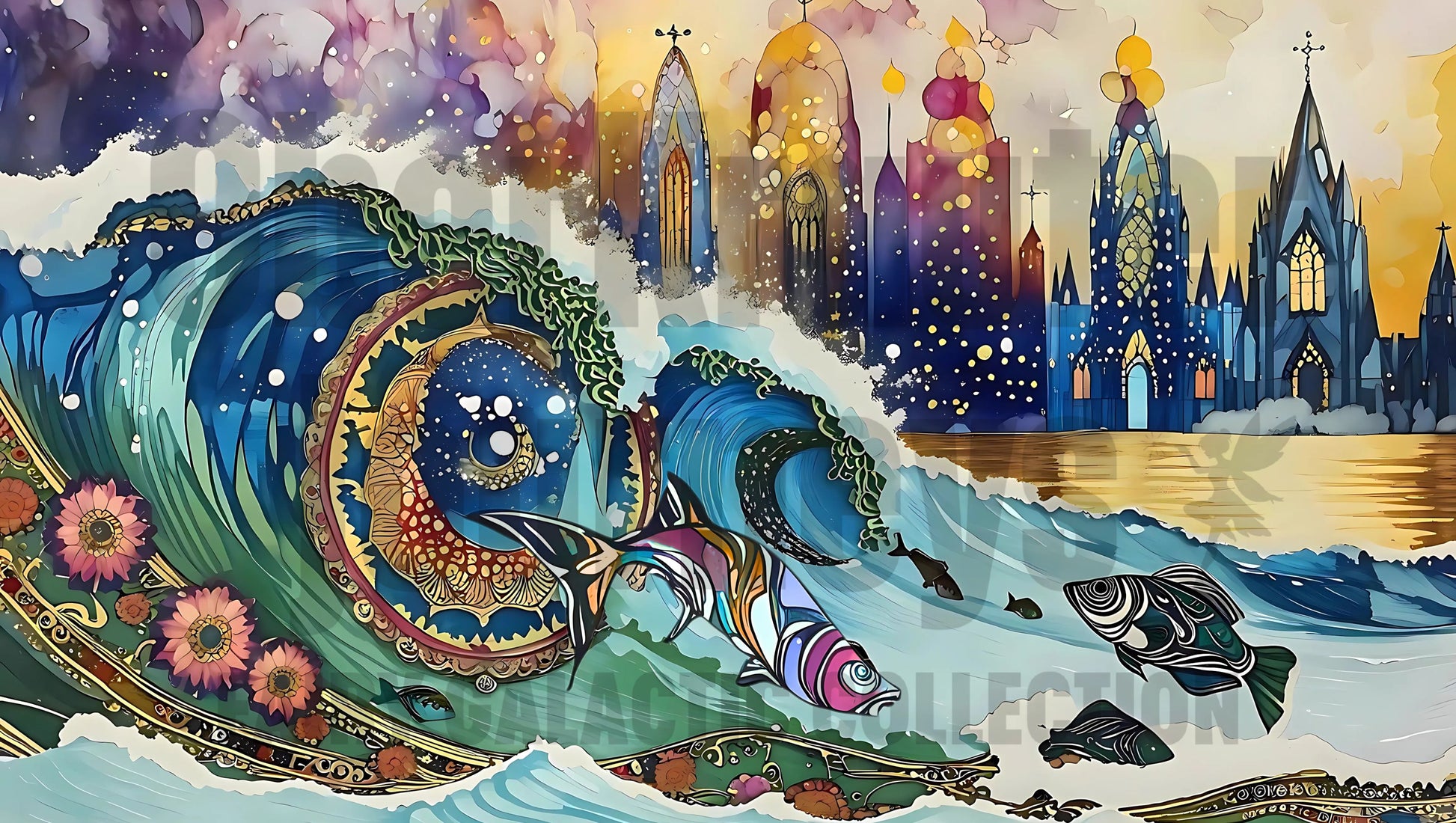 Fairy Galactic Holy Fish Weiße Keramiktasse mit Farbe an der Innenseite 11oz/325ml