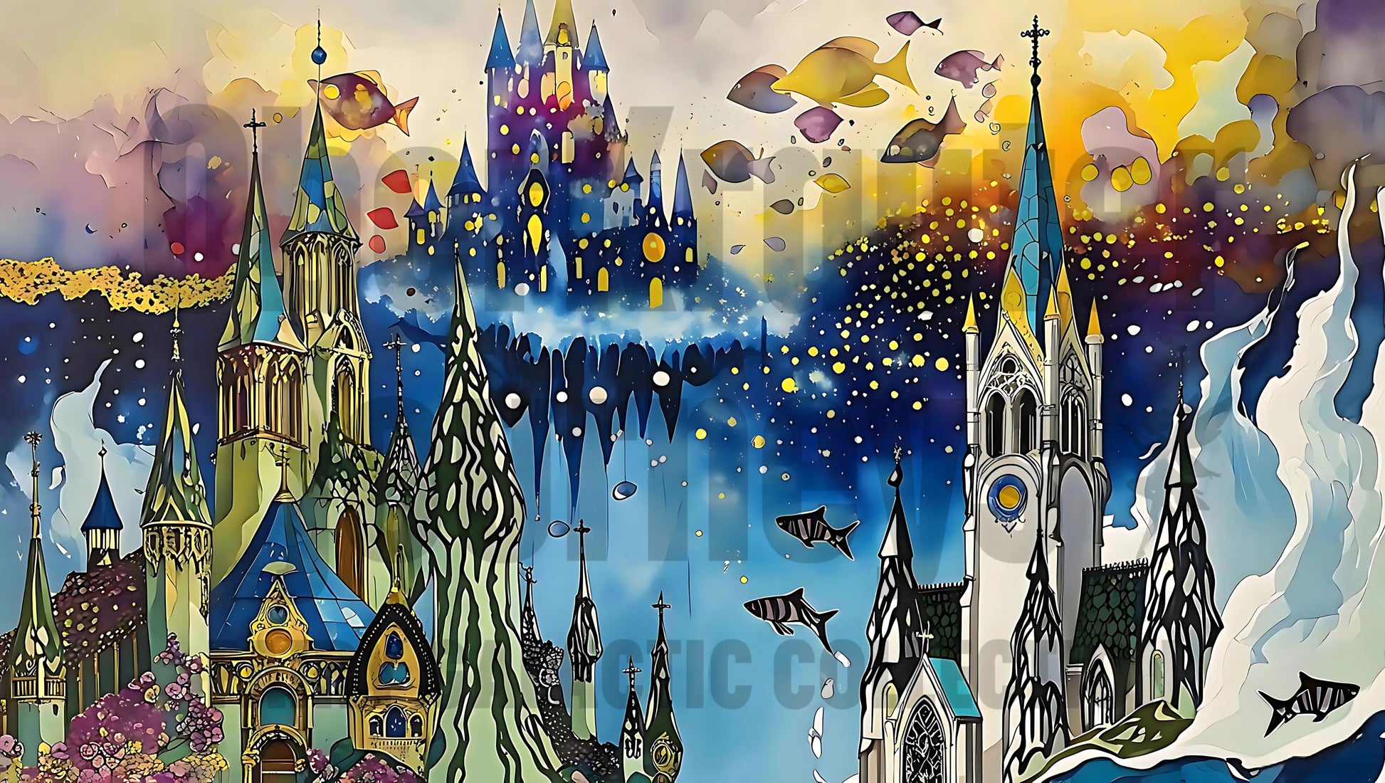 Fairy Galactic Fish Royalty Weiße Keramiktasse mit Farbe an der Innenseite 11oz/325ml