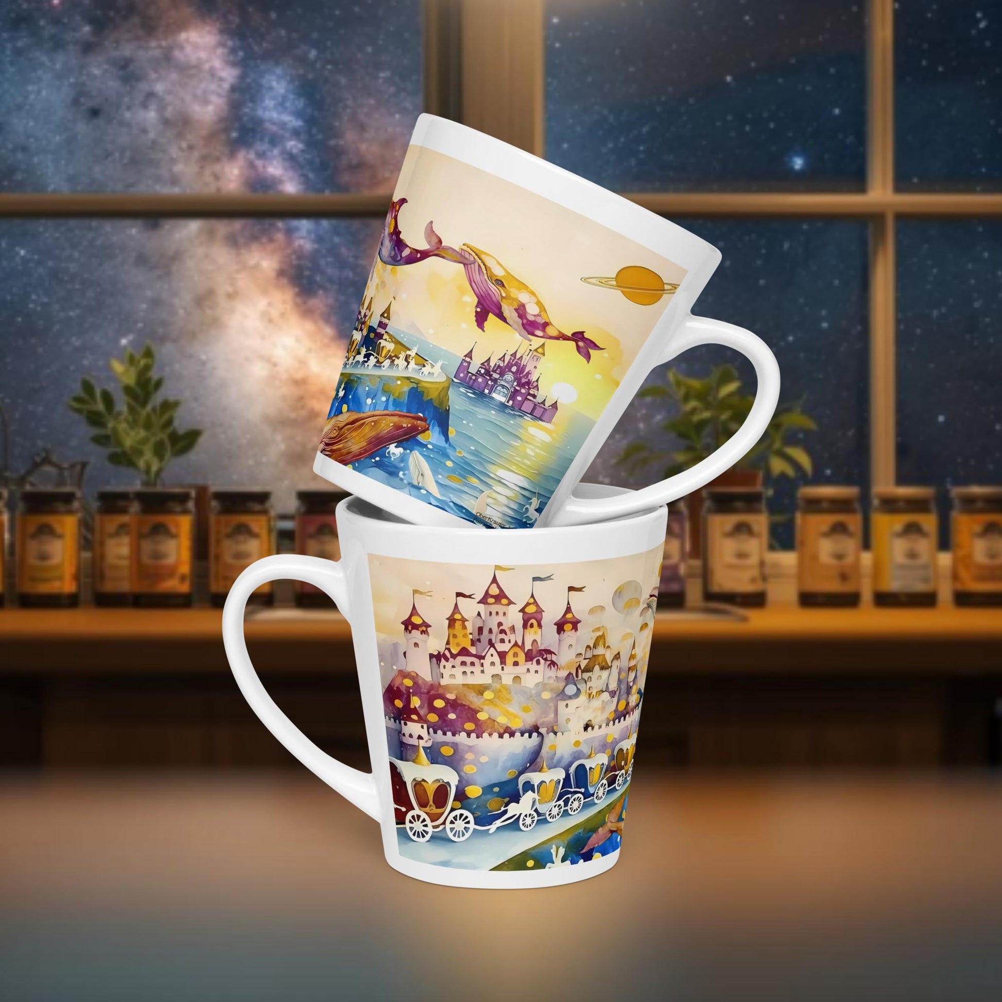 Fairy Galactic Royal Whale Wedding Milchkaffee Tasse 12oz/355ml