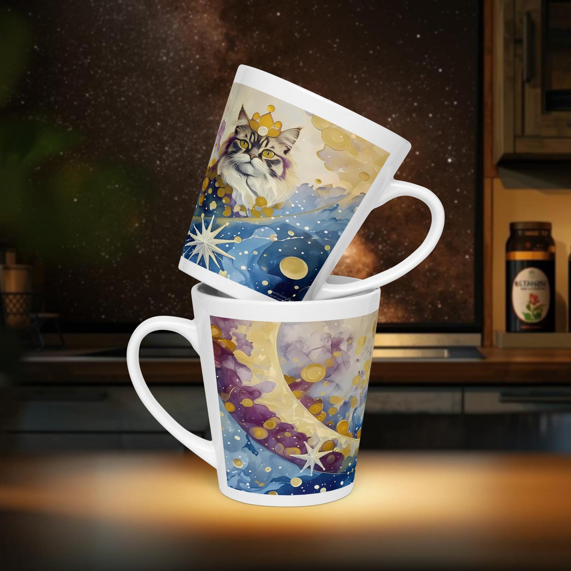 Fairy Galactic Cat King Milchkaffee Tasse 12oz/355ml