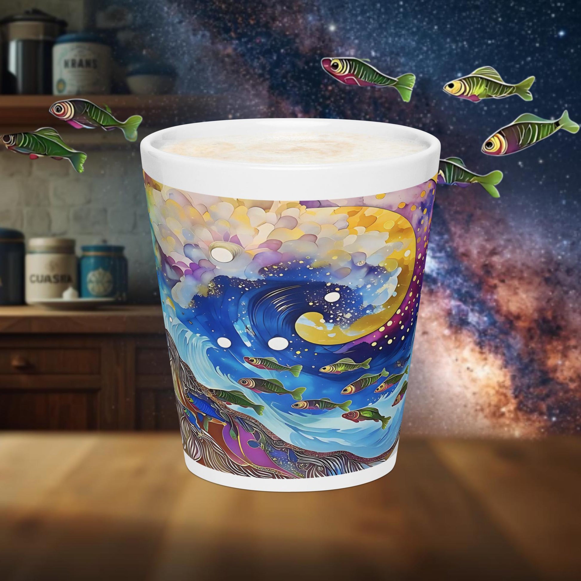Fairy Galactic Fish Life Milchkaffee Tasse 12oz/355ml