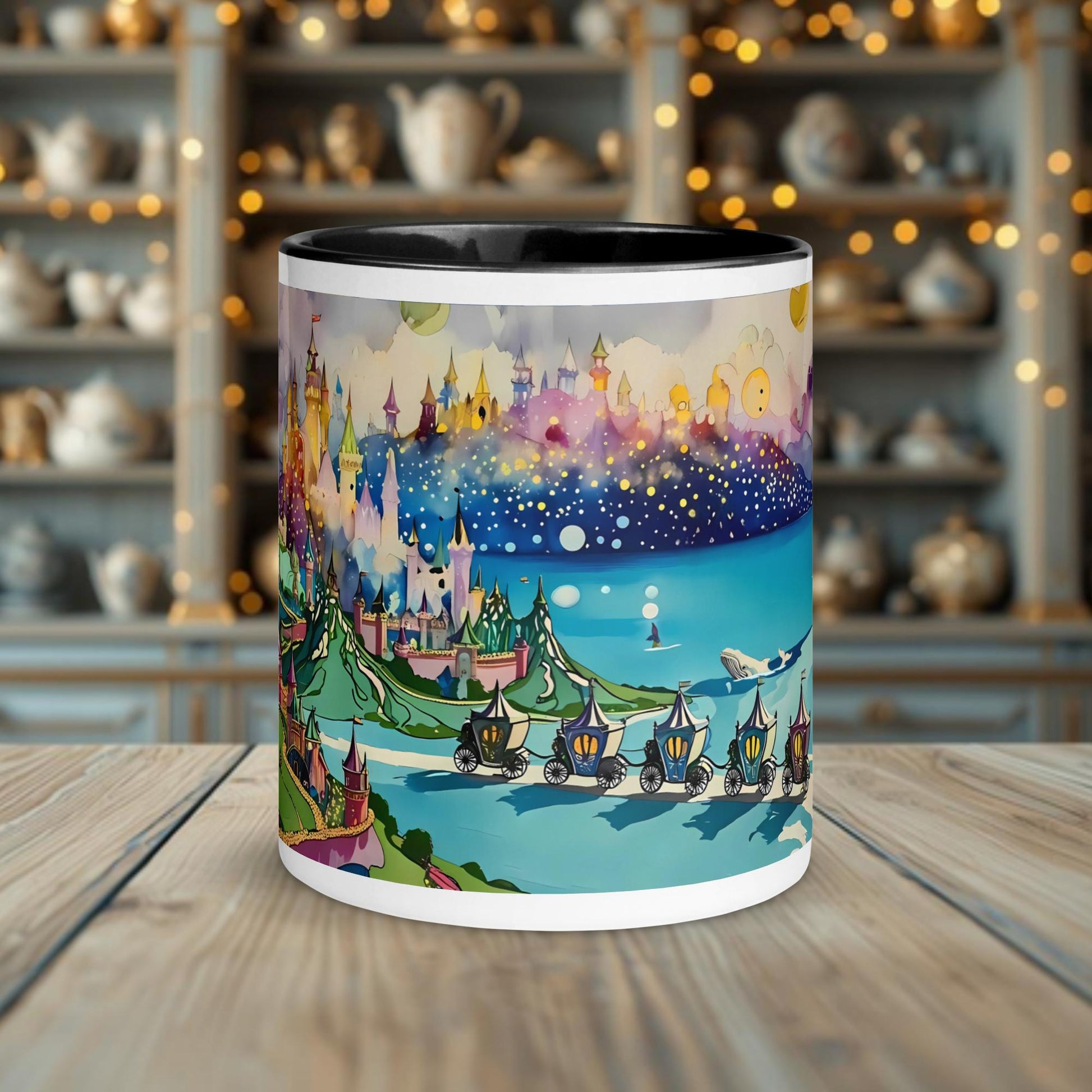 Fairy Galactic Whale´s World Weiße Keramiktasse mit Farbe an der Innenseite 11oz/325ml