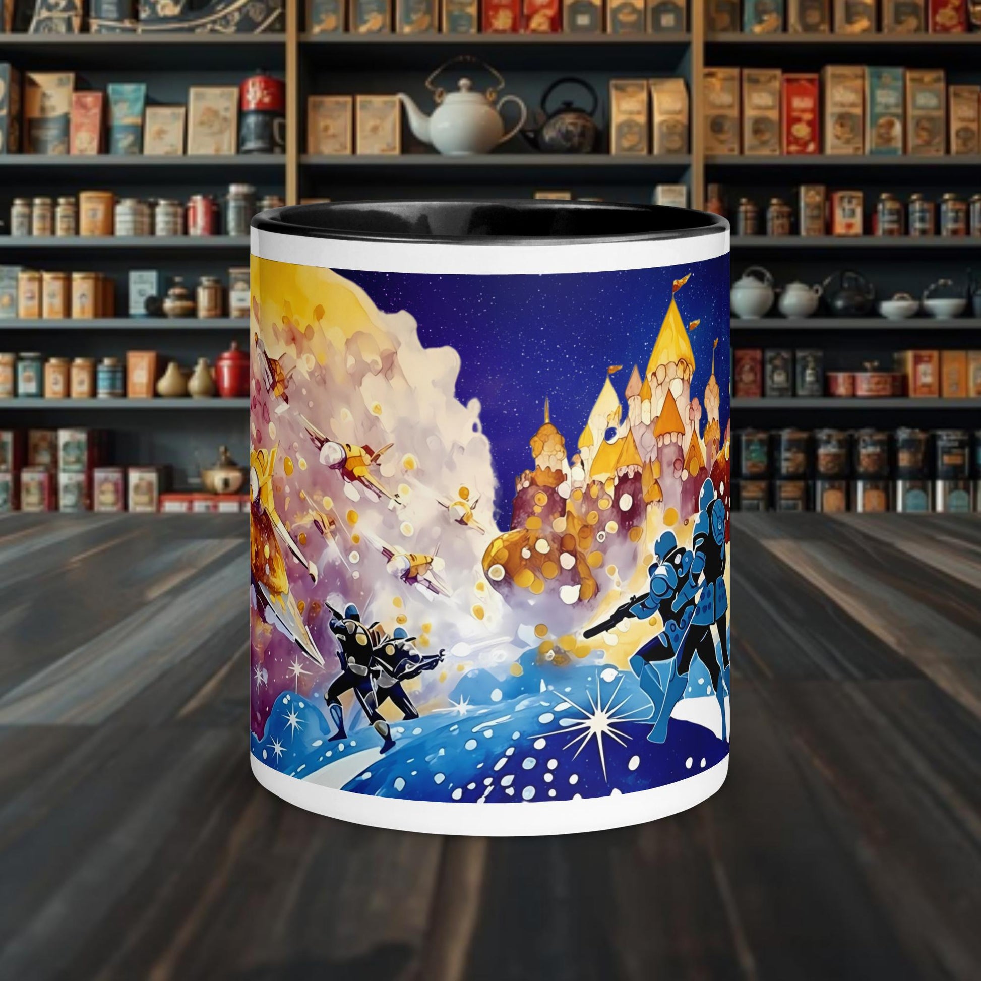 Fairy Galactic Space Kingdom Weiße Keramiktasse mit Farbe an der Innenseite 11oz/325ml