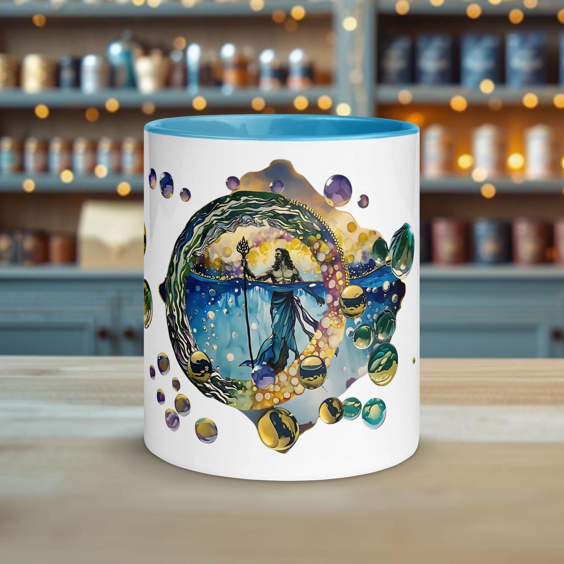 Fairy Galactic Aquarius Weiße Keramiktasse mit Farbe an der Innenseite 11oz/325ml