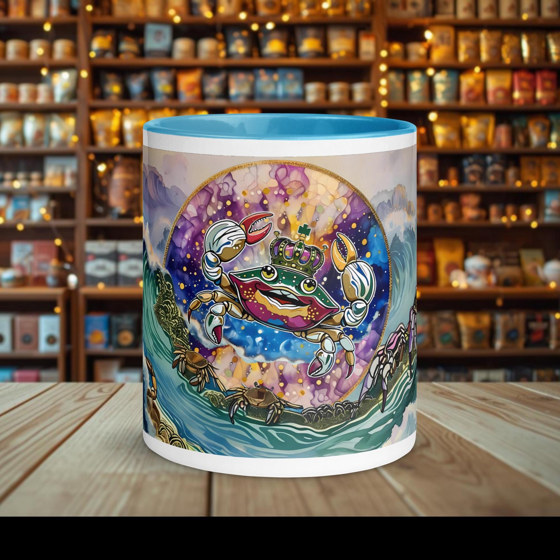 Fairy Galactic Cancer Weiße Keramiktasse mit Farbe an der Innenseite 11oz/325ml