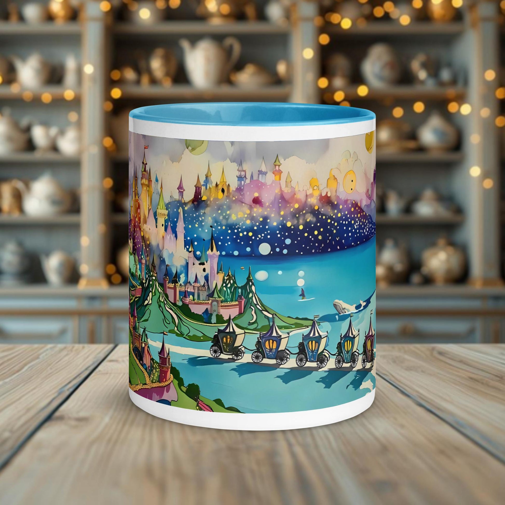 Fairy Galactic Whale´s World Weiße Keramiktasse mit Farbe an der Innenseite 11oz/325ml