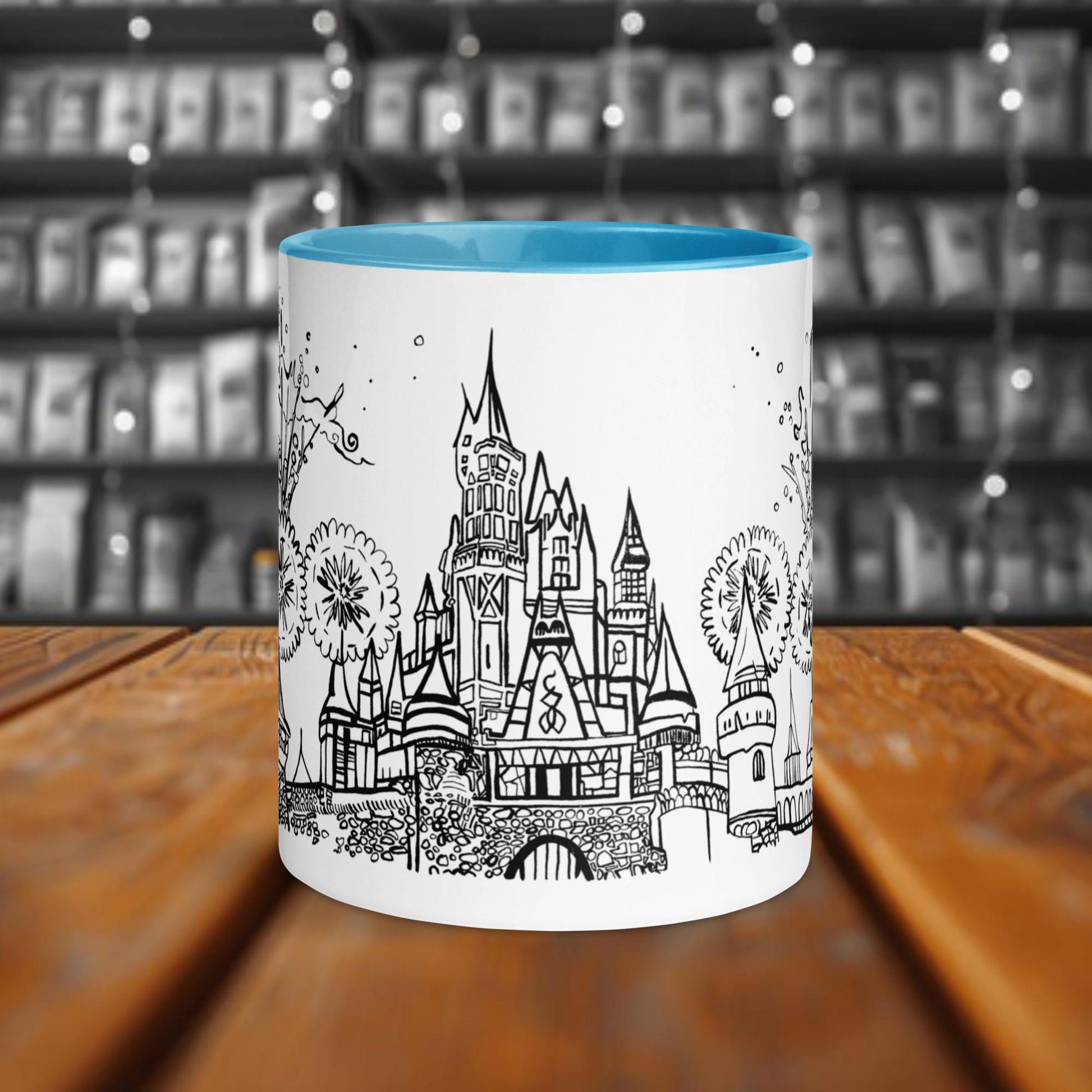 Fairy Tale Castles No. 3 Weiße Keramiktasse mit Farbe an der Innenseite 11oz/325ml