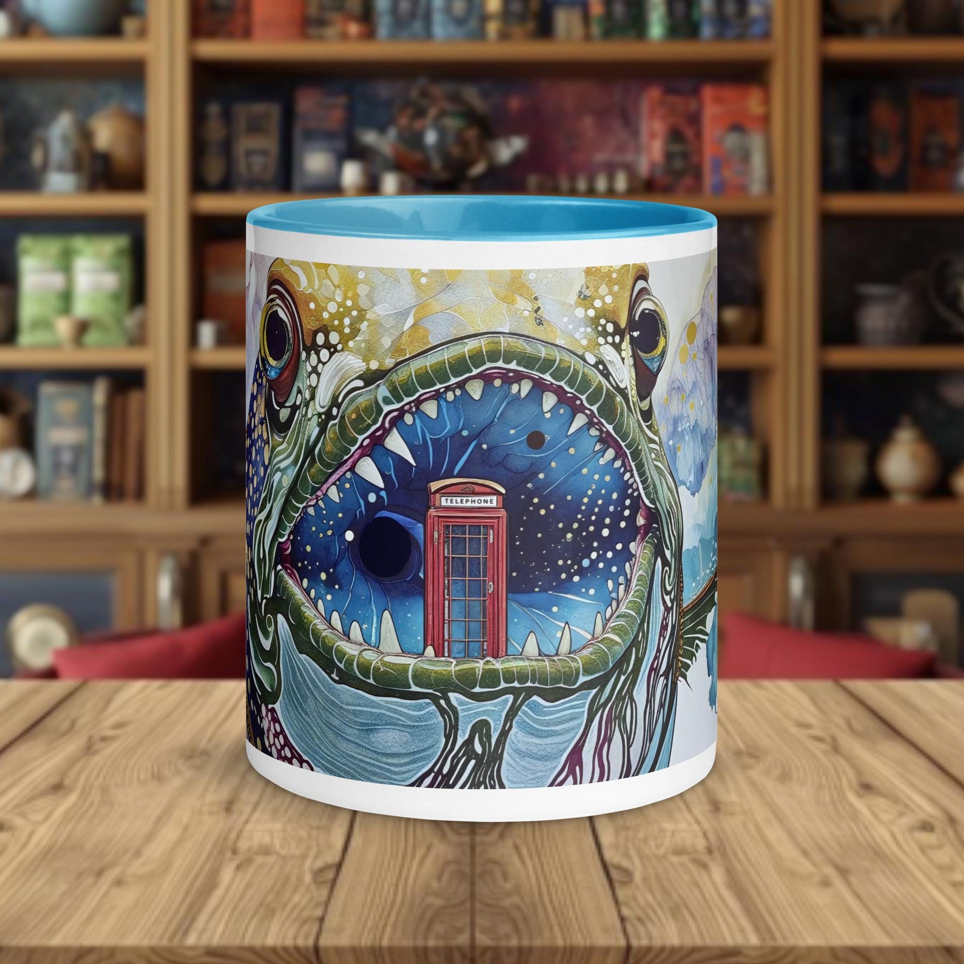 Fairy Galactic Telephone Box Snack Weiße Keramiktasse mit Farbe an der Innenseite 11oz/325ml