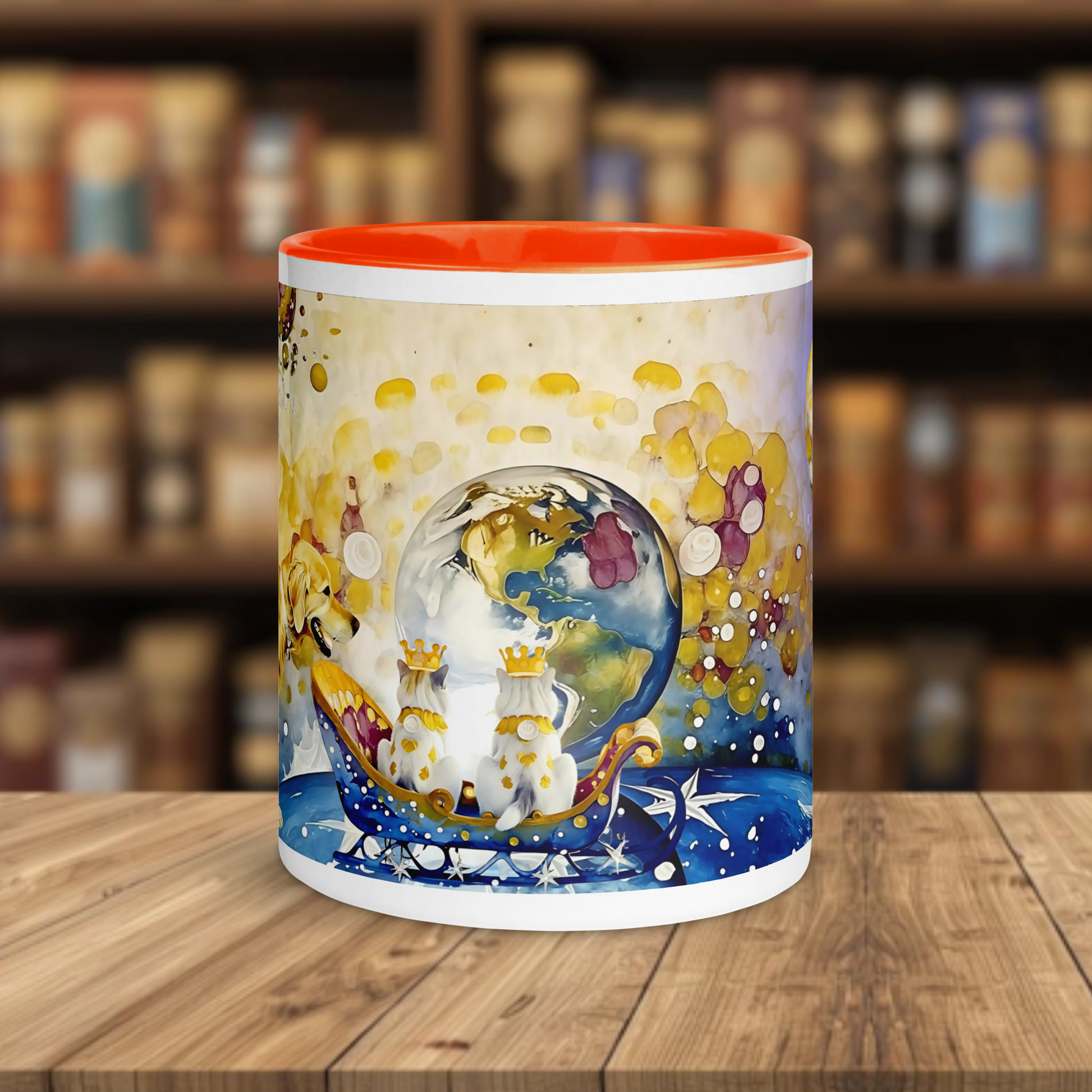 Fairy Galactic Arrival of the Cats Weiße Keramiktasse mit Farbe an der Innenseite 11oz/325ml