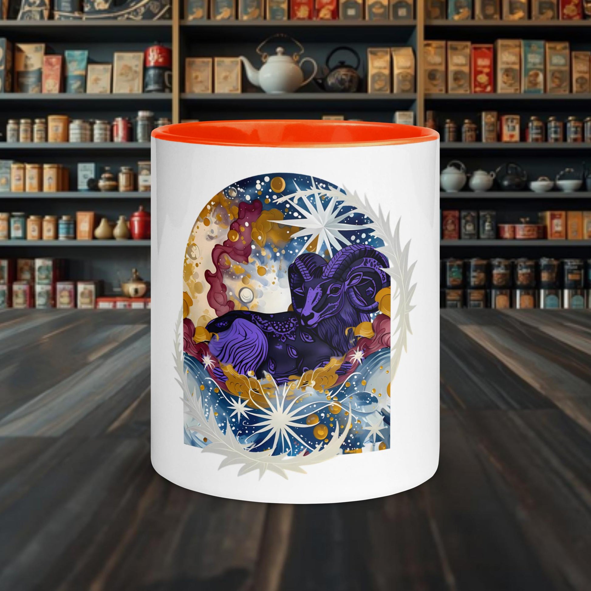 Fairy Galactic Aries Weiße Keramiktasse mit Farbe an der Innenseite 11oz/325ml
