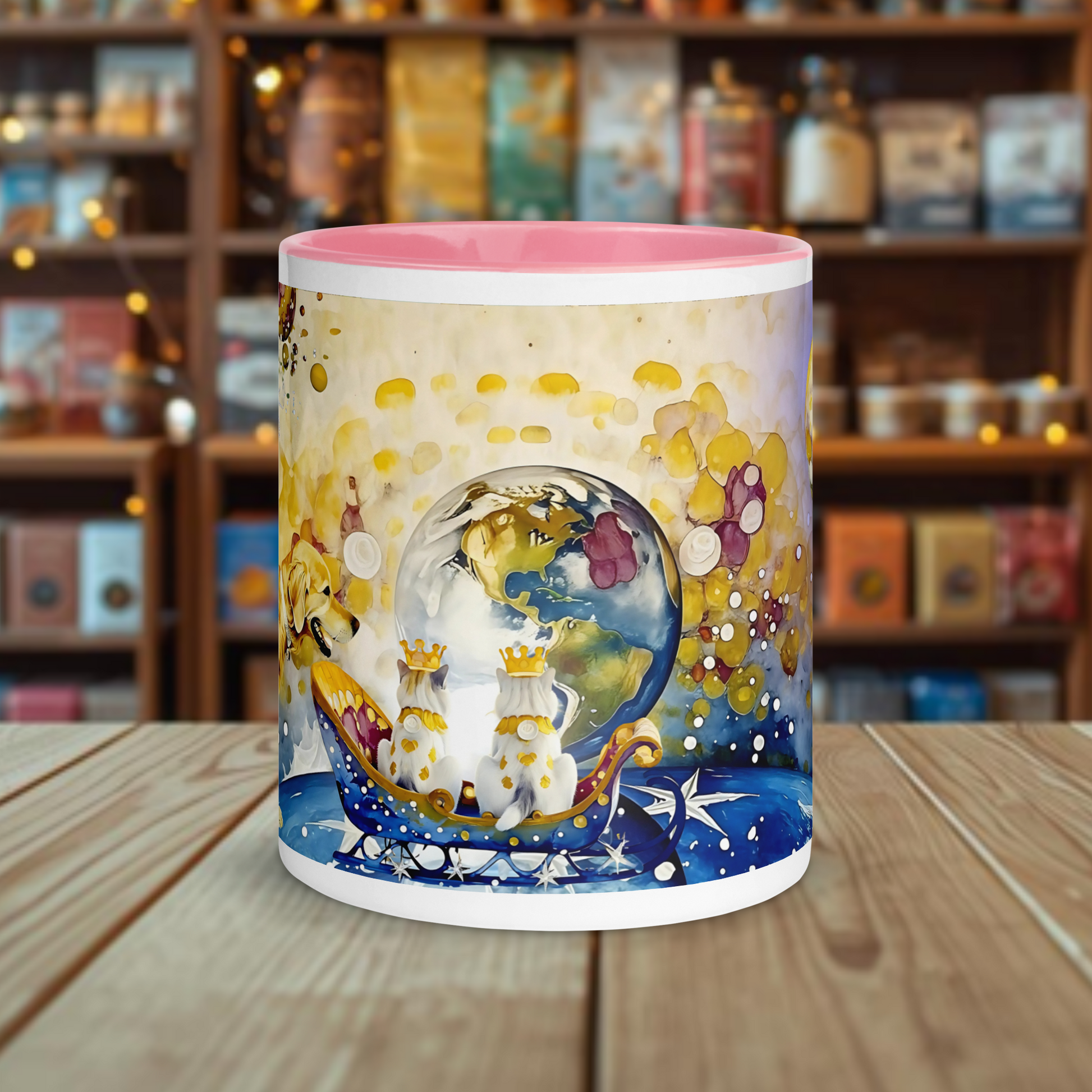 Fairy Galactic Arrival of the Cats Weiße Keramiktasse mit Farbe an der Innenseite 11oz/325ml