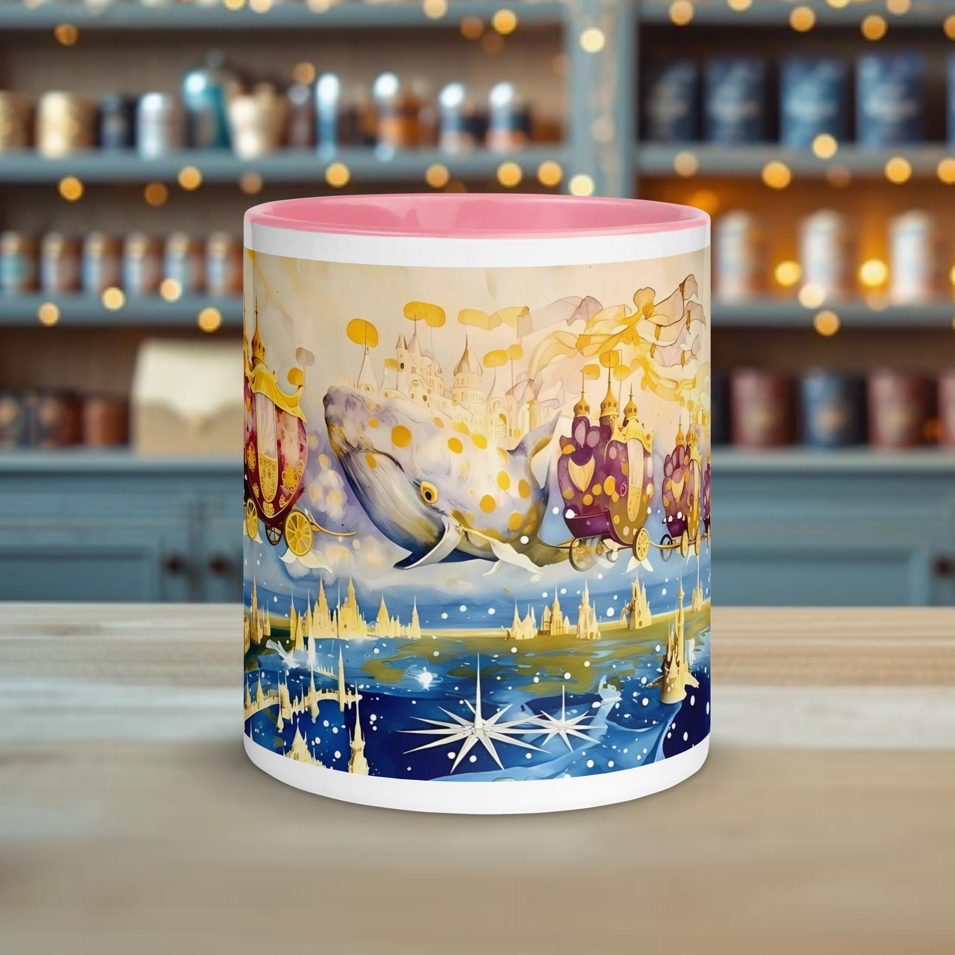 Fairy Galactic Carriages Weiße Keramiktasse mit Farbe an der Innenseite 11oz/325ml