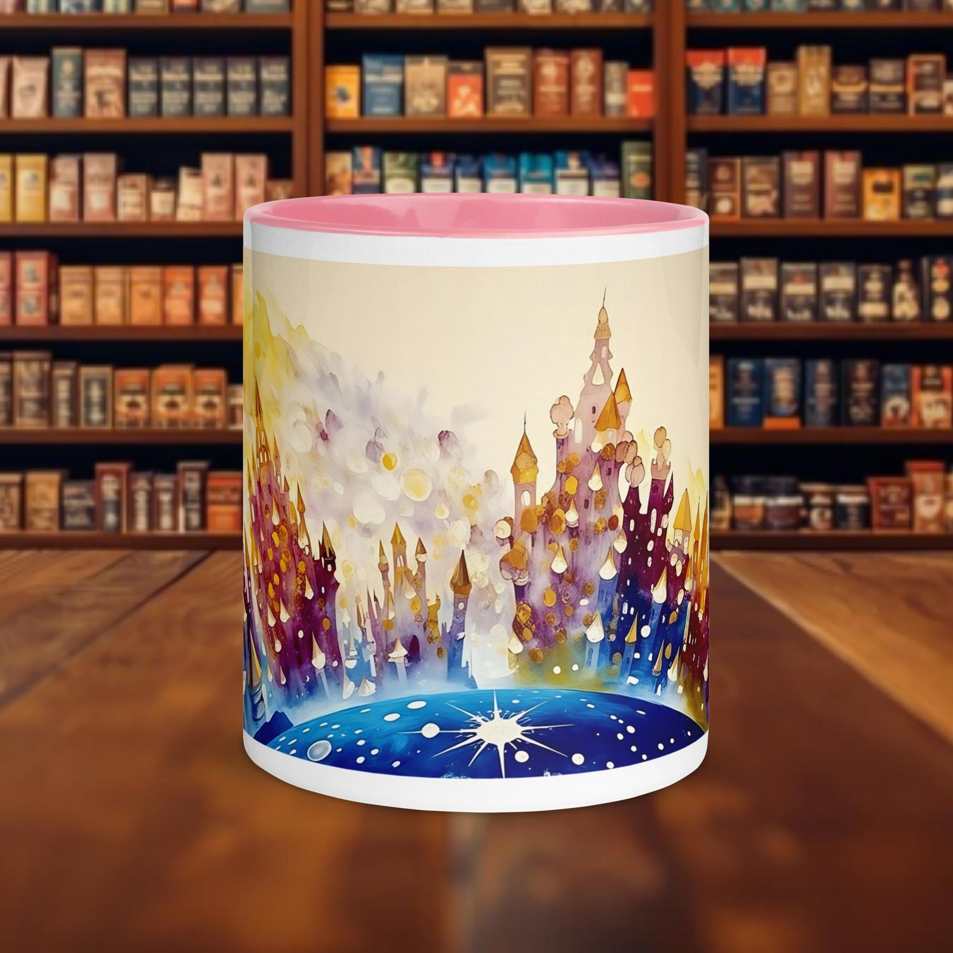 Fairy Galactic Castle Planet Weiße Keramiktasse mit Farbe an der Innenseite 11oz/325ml
