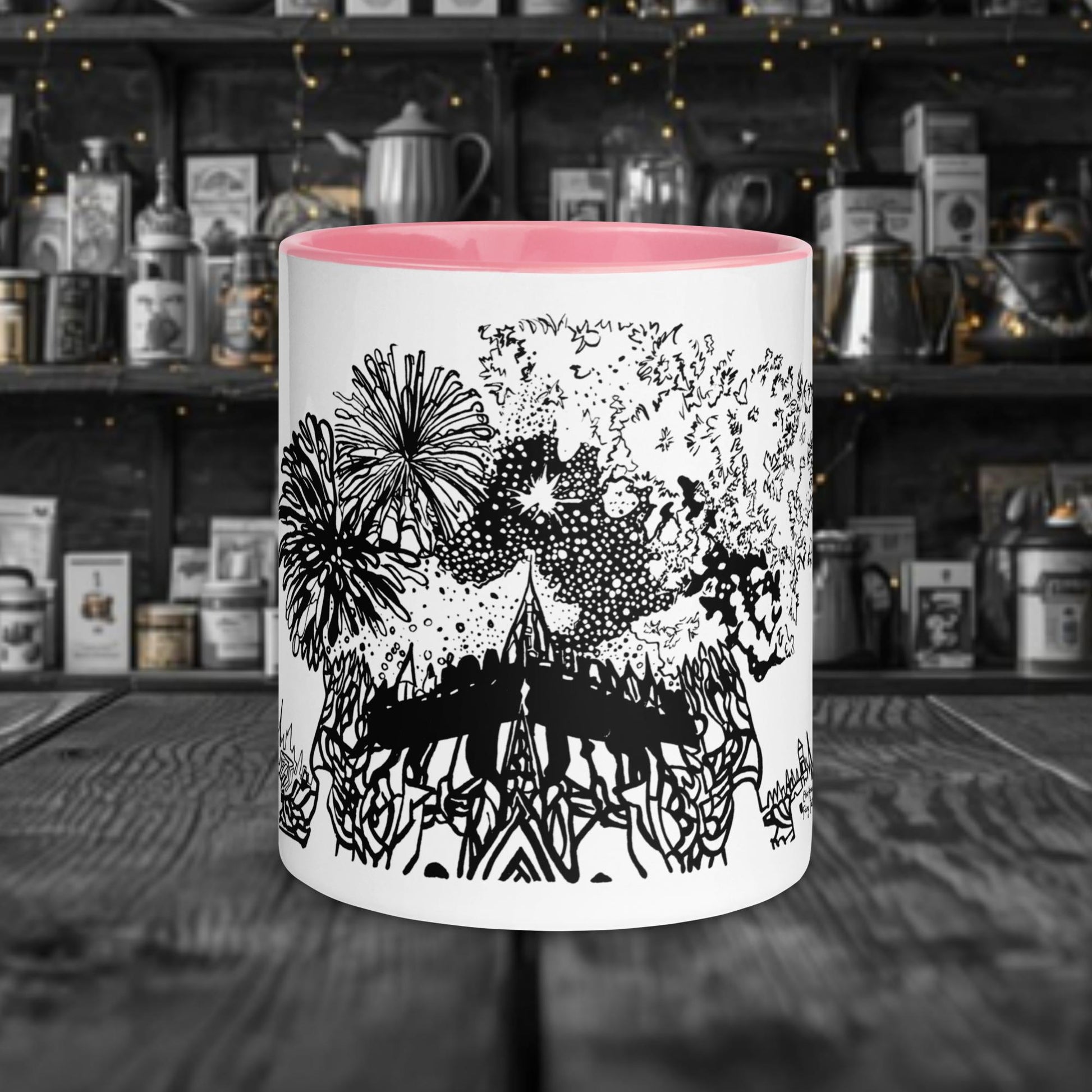 Fairy Tale Castles No. 4 Weiße Keramiktasse mit Farbe an der Innenseite 11oz/325ml