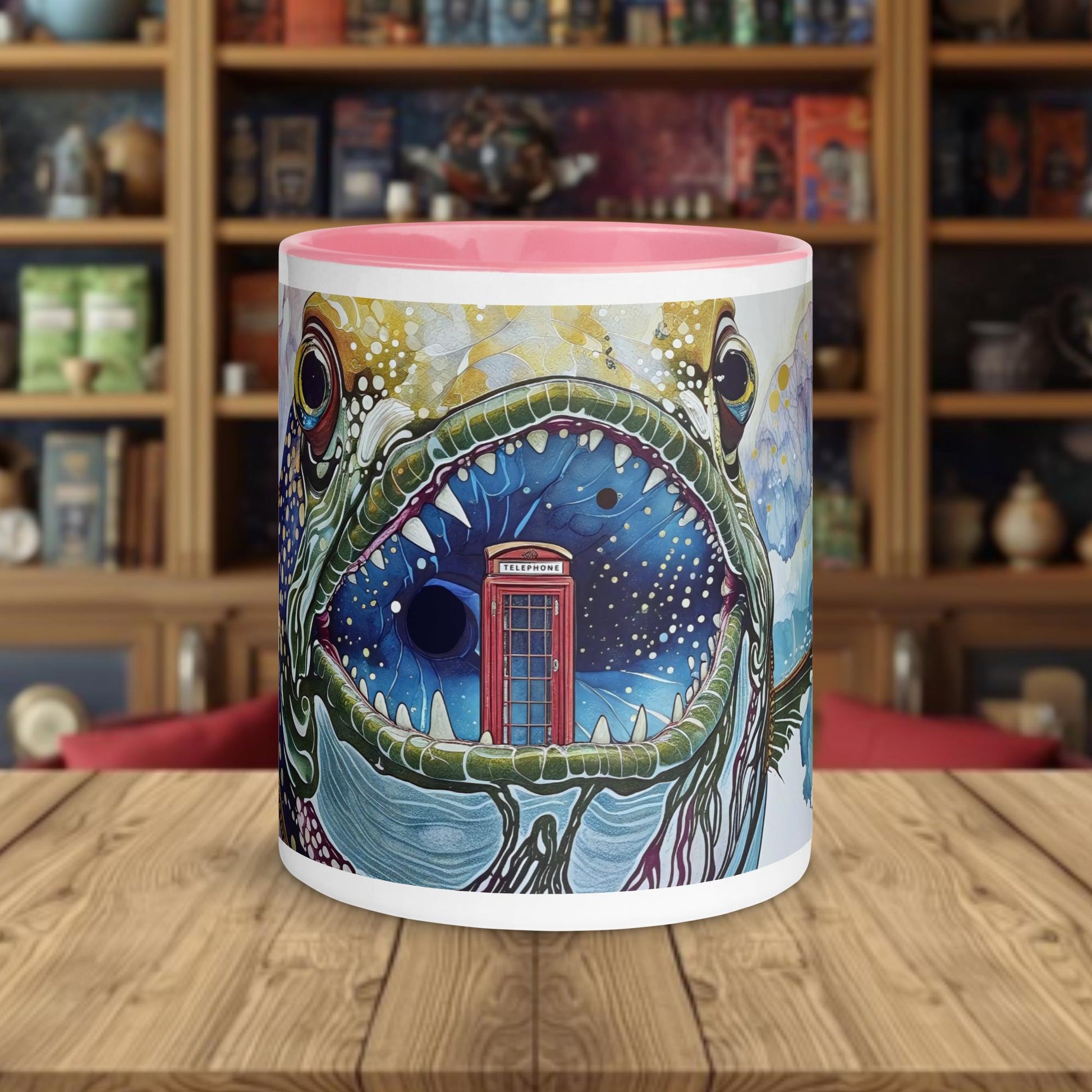 Fairy Galactic Telephone Box Snack Weiße Keramiktasse mit Farbe an der Innenseite 11oz/325ml