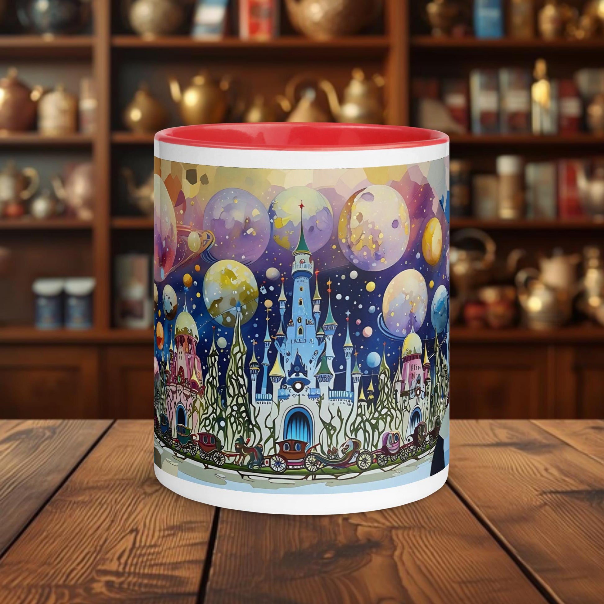 Fairy Galactic Courtyard Weiße Keramiktasse mit Farbe an der Innenseite 11oz/325ml
