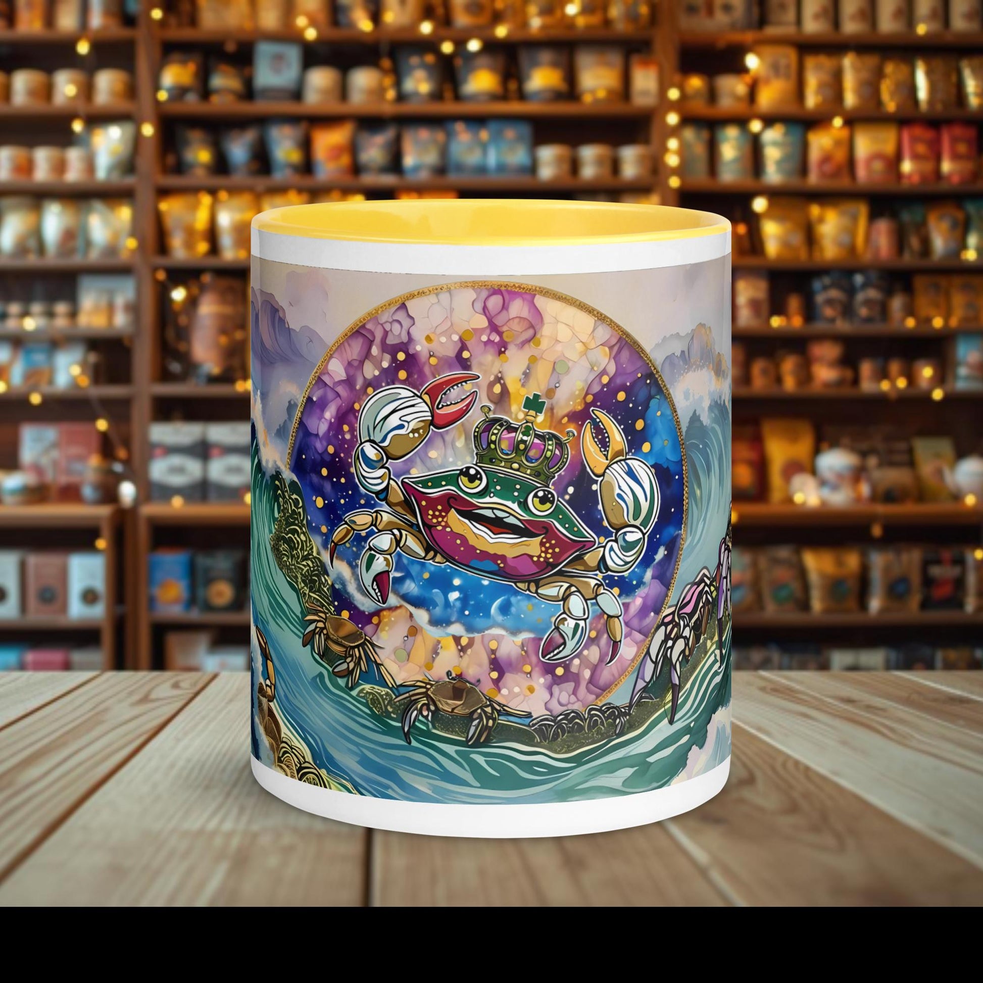 Fairy Galactic Cancer Weiße Keramiktasse mit Farbe an der Innenseite 11oz/325ml