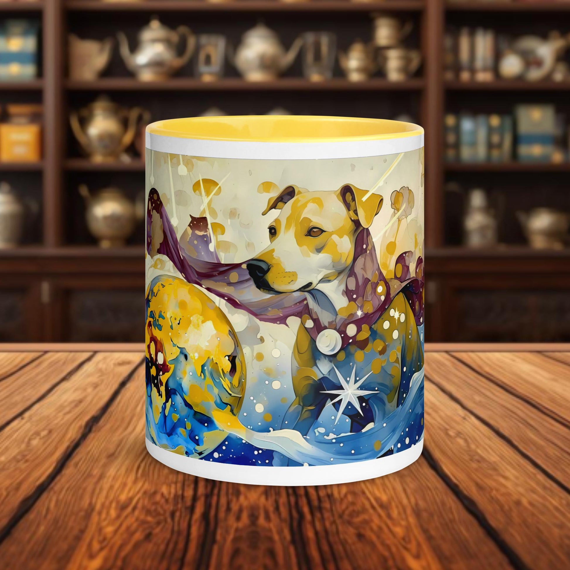 Fairy Galactic Hero Dog Weiße Keramiktasse mit Farbe an der Innenseite 11oz/325ml
