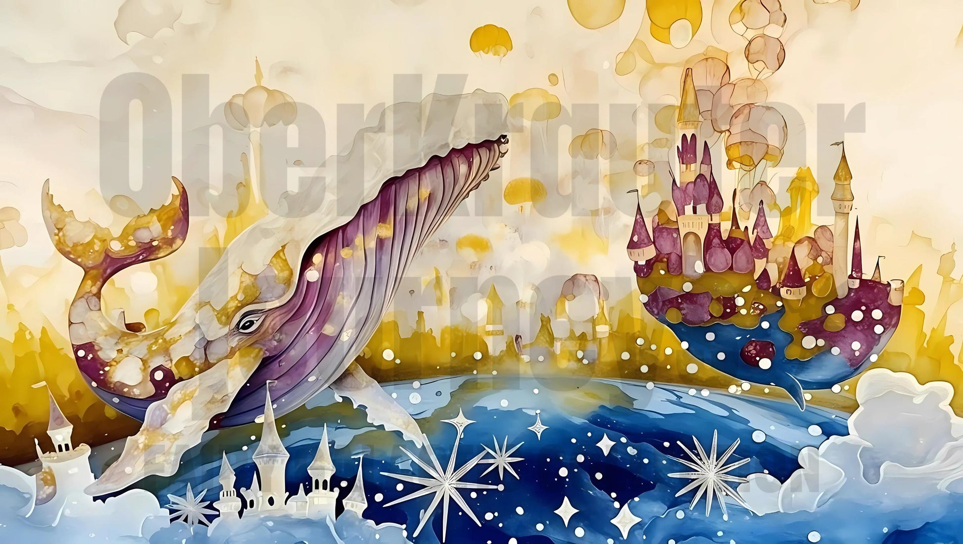 Fairy Galactic Whale´s Arrival Weiße Keramiktasse mit Farbe an der Innenseite 11oz/325ml