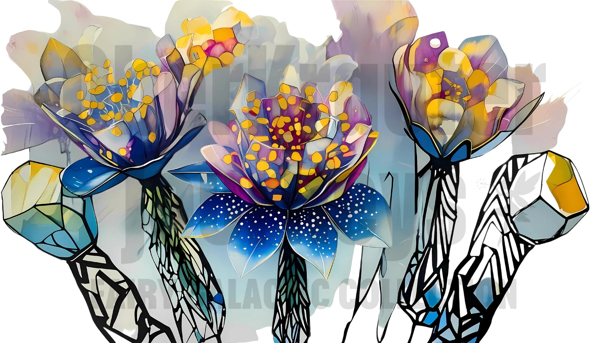 Fairy Galactic edgy Florals Weiße Keramiktasse mit Farbe an der Innenseite 11oz/325ml