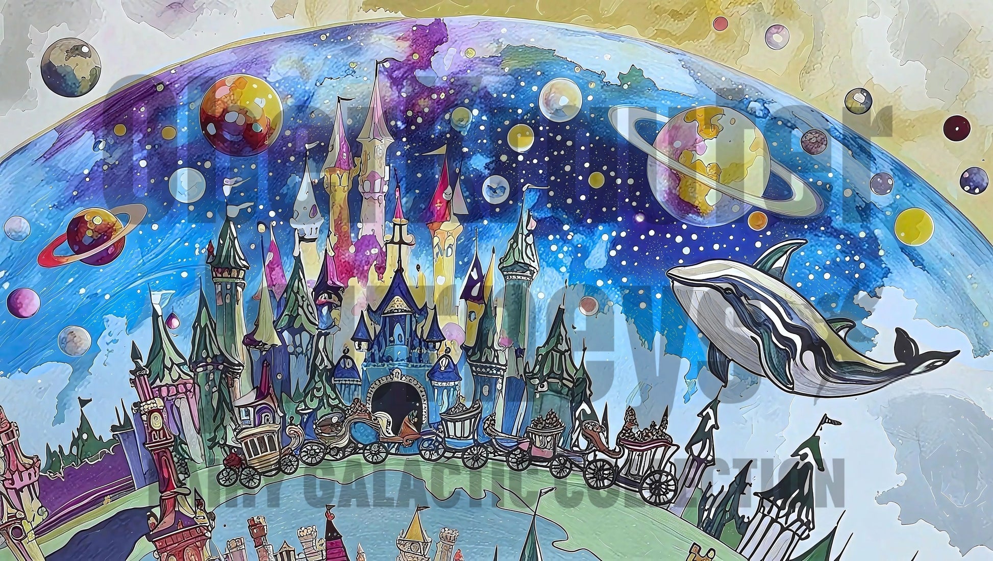 Fairy Galactic Whales and Castles in blue Space Keramiktasse mit Farbe an der Innenseite 11oz/325 ml