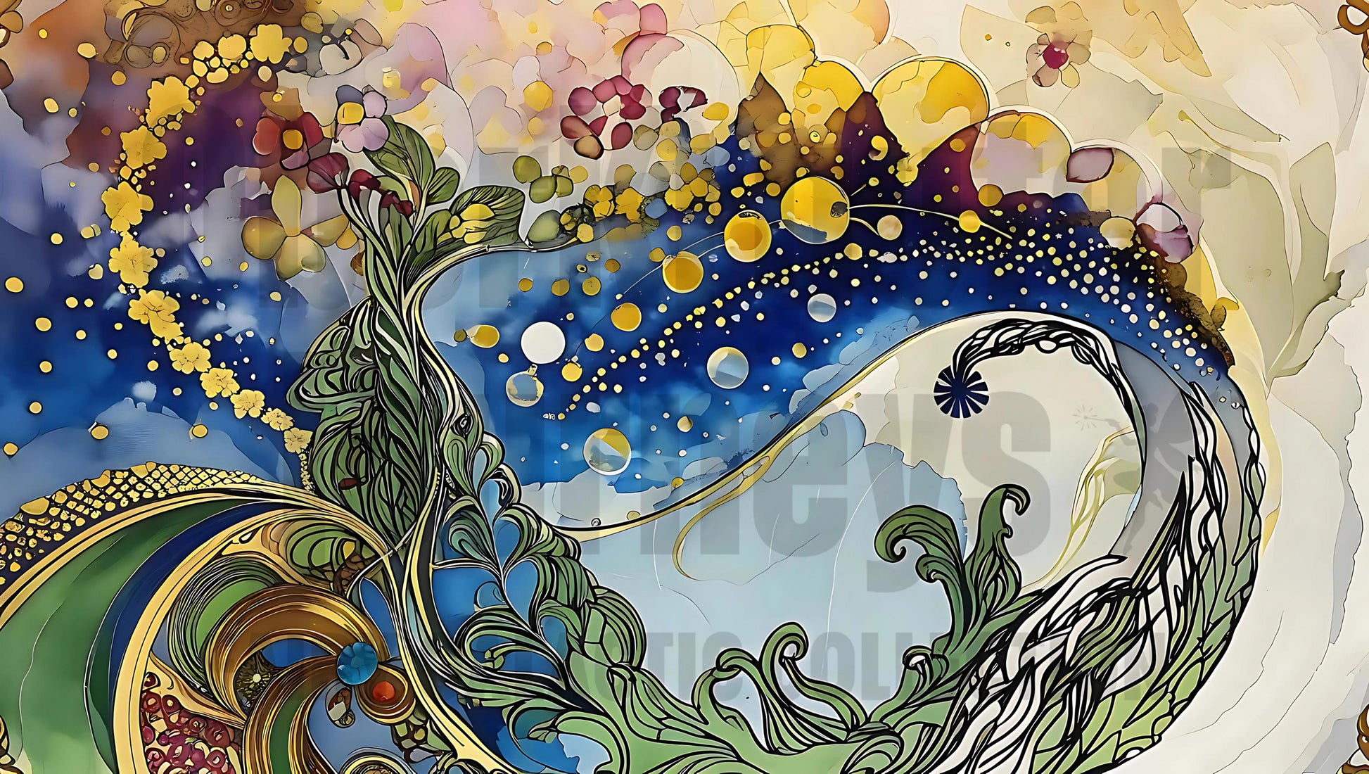 Fairy Galactic Florals Weiße Keramiktasse mit Farbe an der Innenseite 11oz/325ml