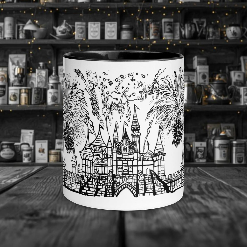 Fairy Tale Castles No. 5 Weiße Keramiktasse mit Farbe an der Innenseite 11oz/325ml