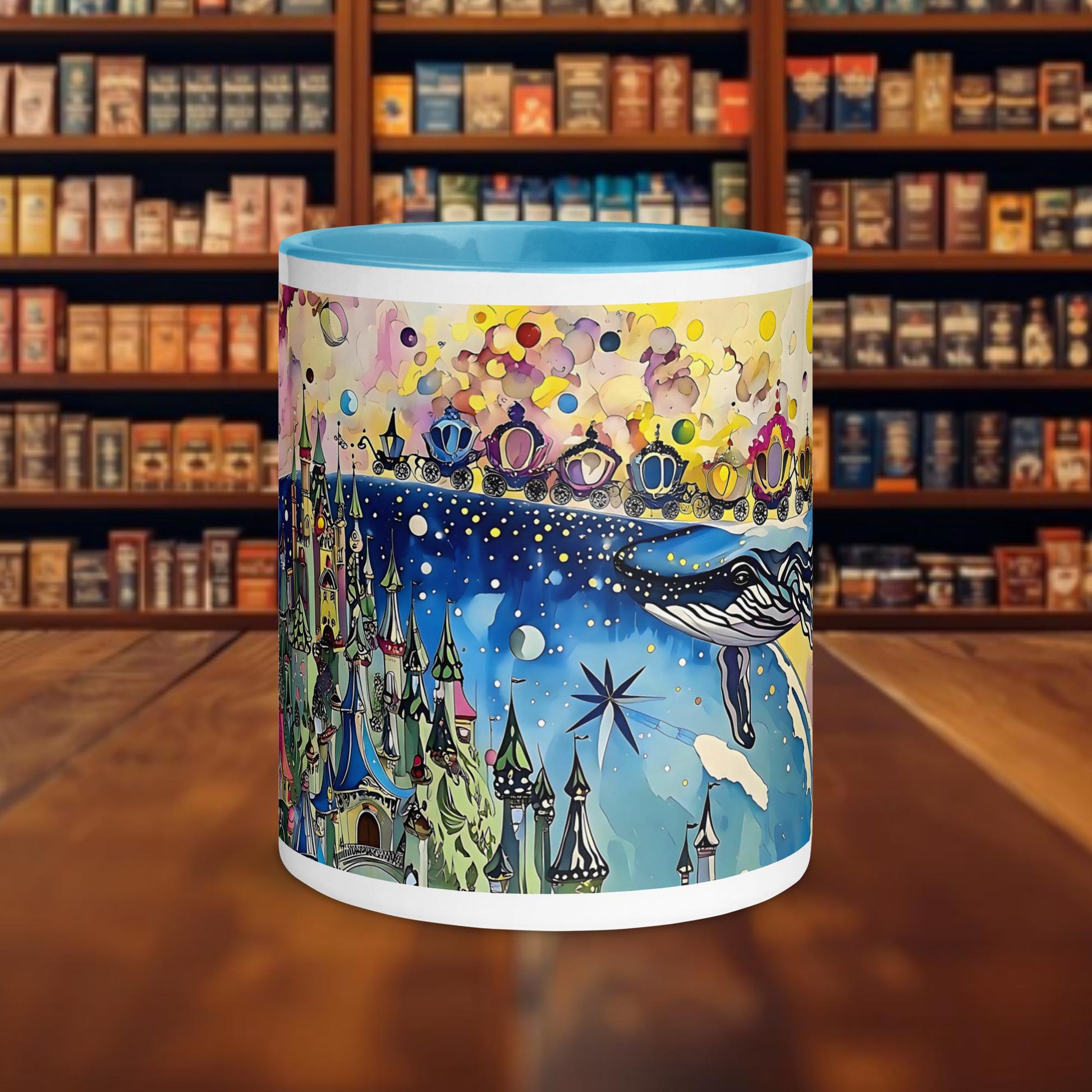 Fairy Galactic Whale Bridge Weiße Keramiktasse mit Farbe an der Innenseite 11oz/325ml