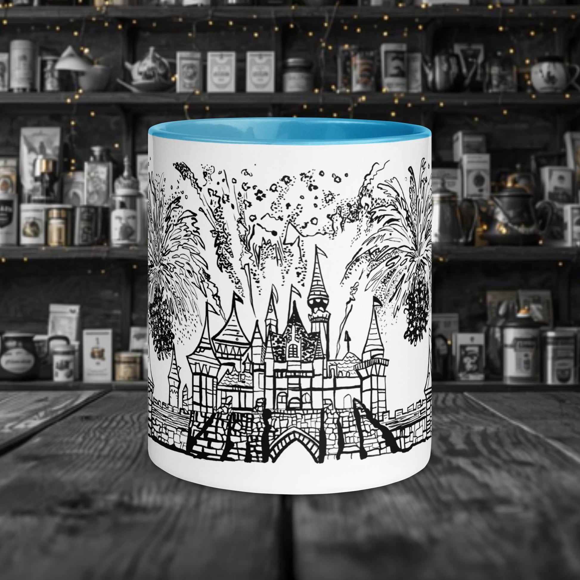 Fairy Tale Castles No. 5 Weiße Keramiktasse mit Farbe an der Innenseite 11oz/325ml