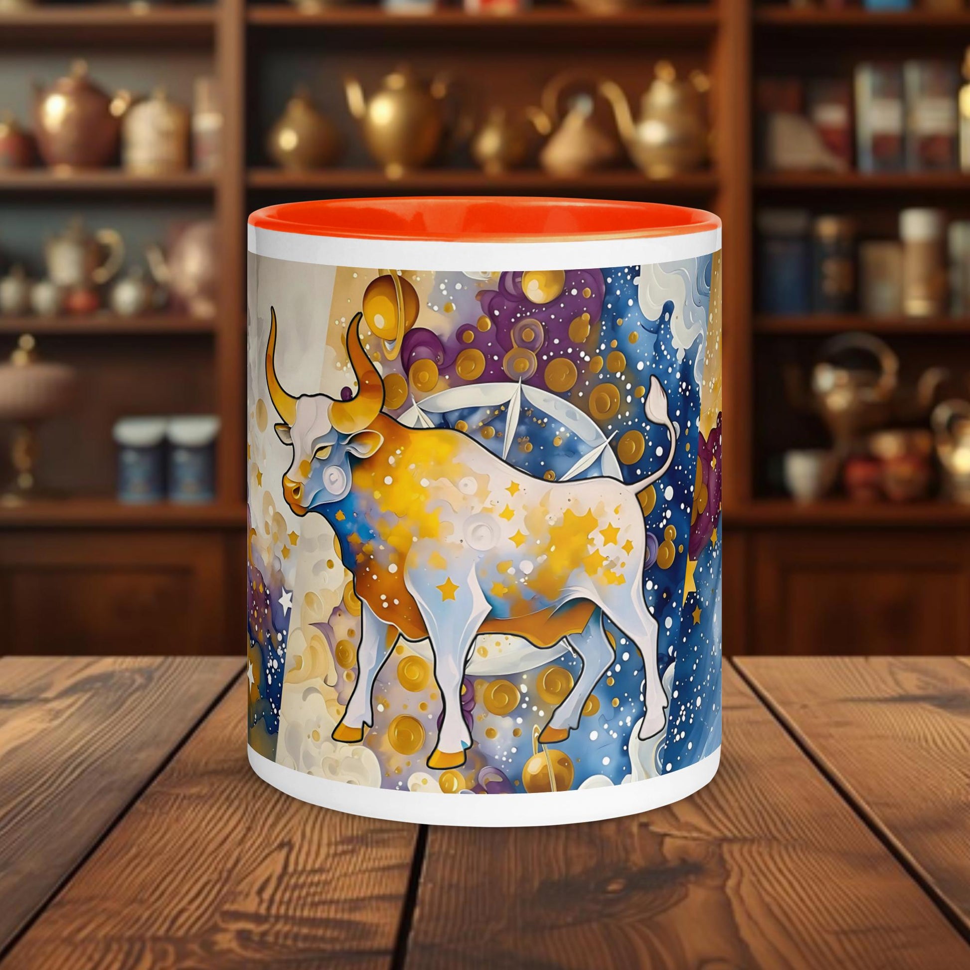 Fairy Galactic Taurus Weiße Keramiktasse mit Farbe an der Innenseite 11oz/325ml