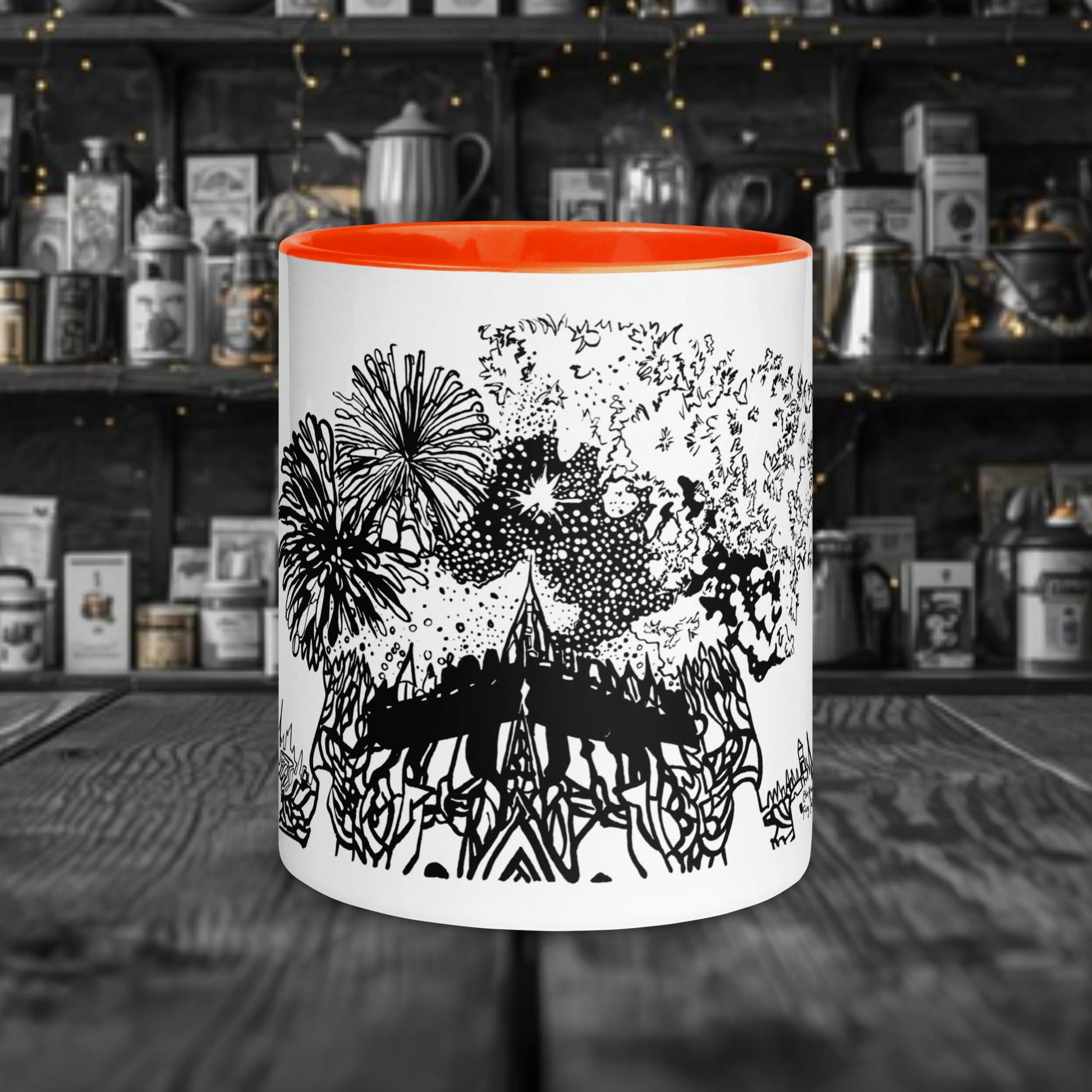 Fairy Tale Castles No. 4 Weiße Keramiktasse mit Farbe an der Innenseite 11oz/325ml