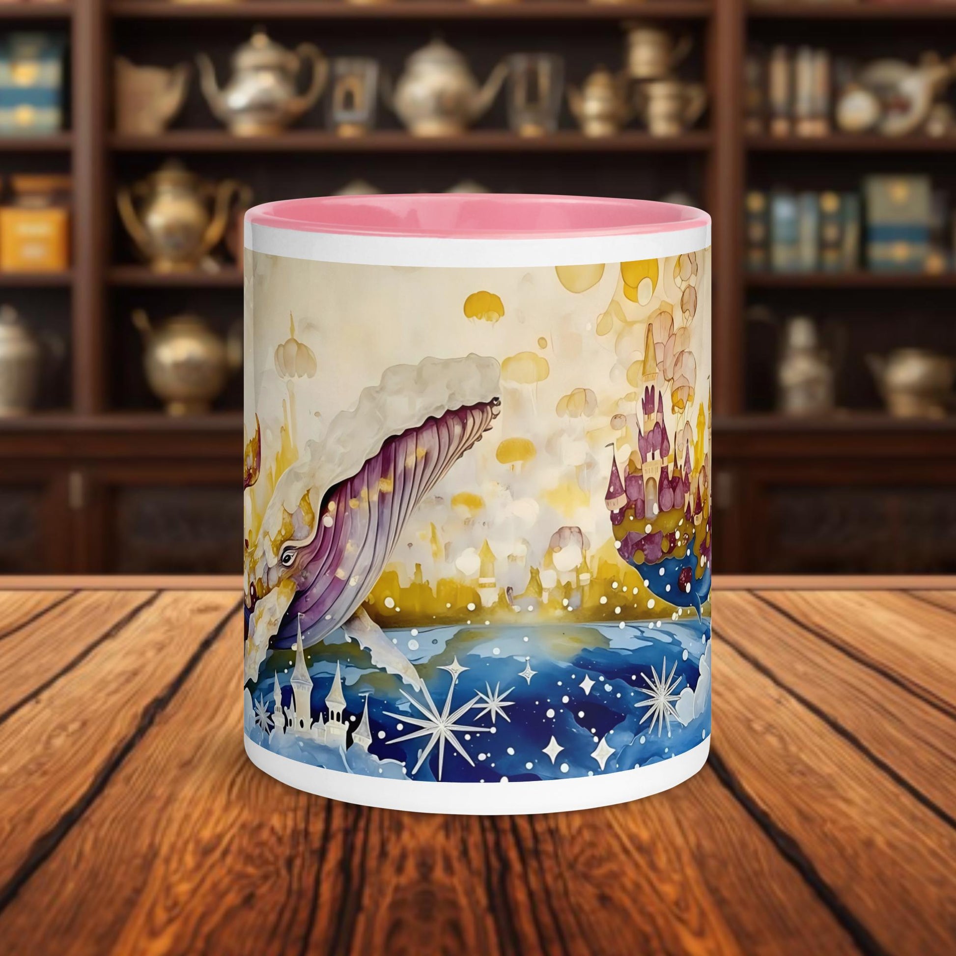 Fairy Galactic Whale´s Arrival Weiße Keramiktasse mit Farbe an der Innenseite 11oz/325ml