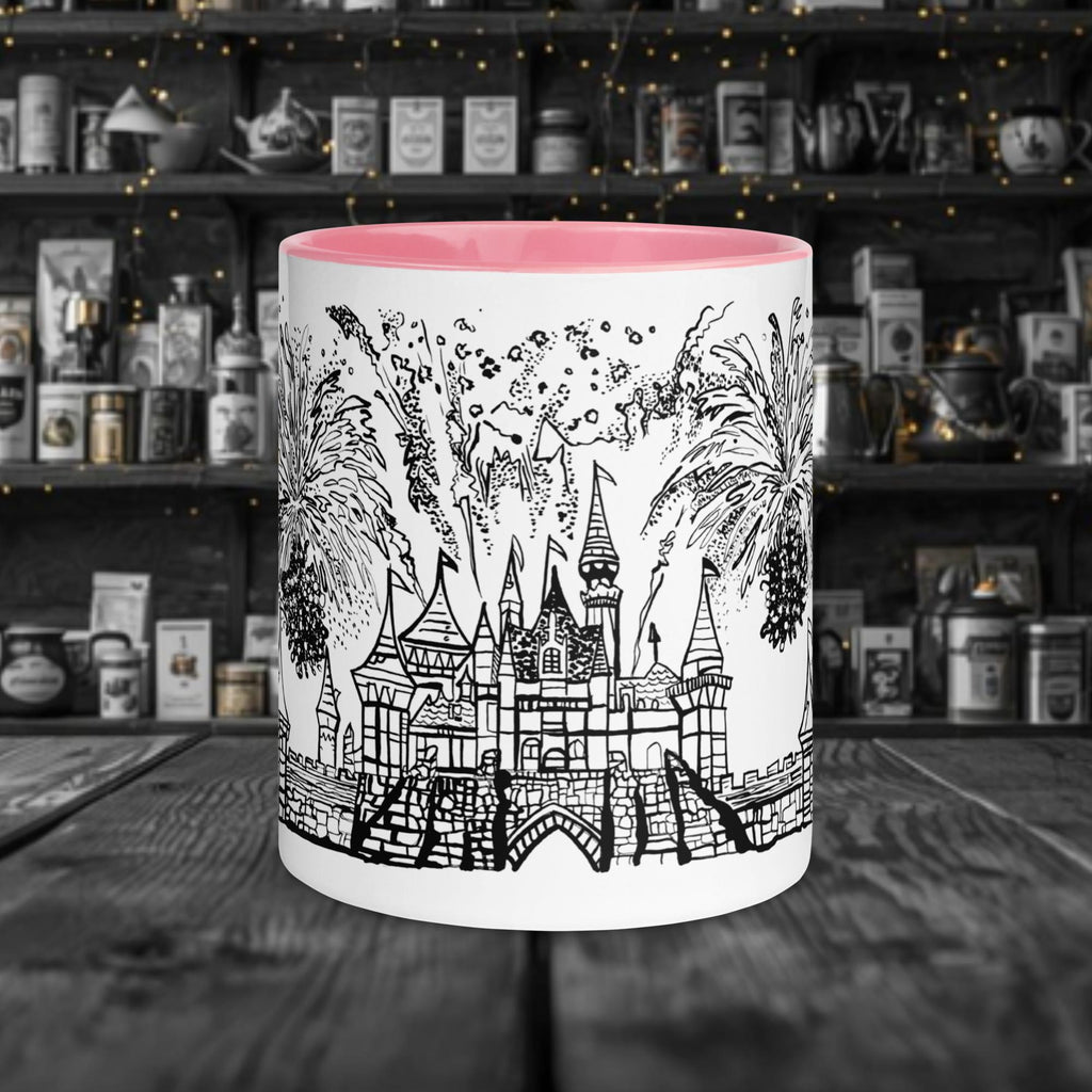 Fairy Tale Castles No. 5 Weiße Keramiktasse mit Farbe an der Innenseite 11oz/325ml