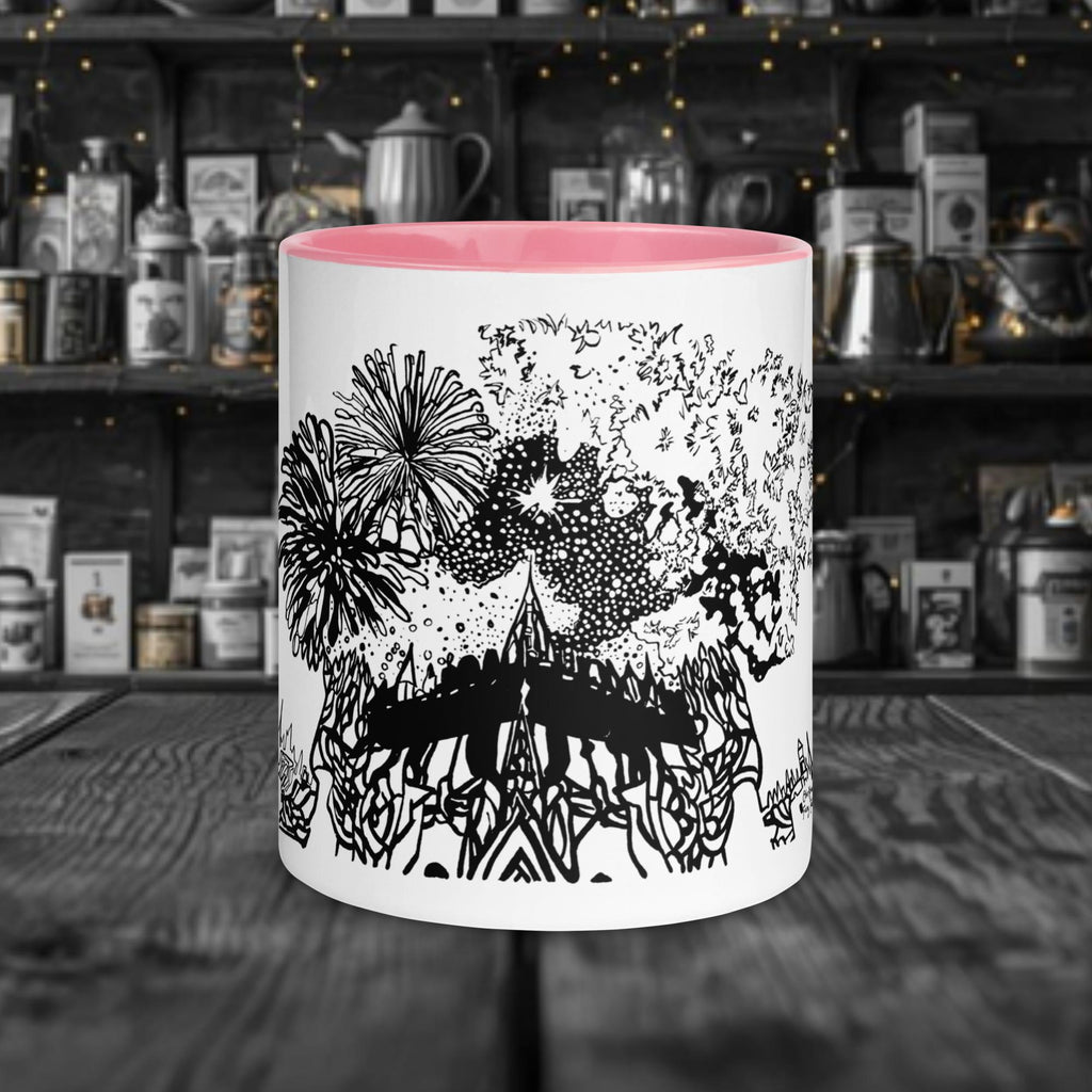 Fairy Tale Castles No. 4 Weiße Keramiktasse mit Farbe an der Innenseite 11oz/325ml
