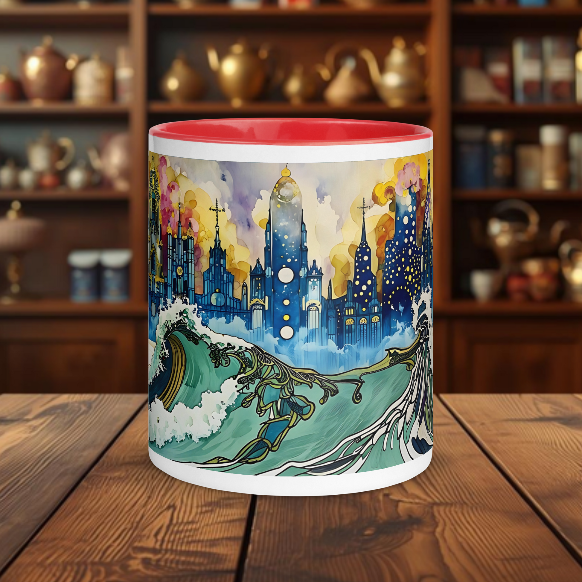 Fairy Galactic New New New York Weiße Keramiktasse mit Farbe an der Innenseite 11oz/325ml