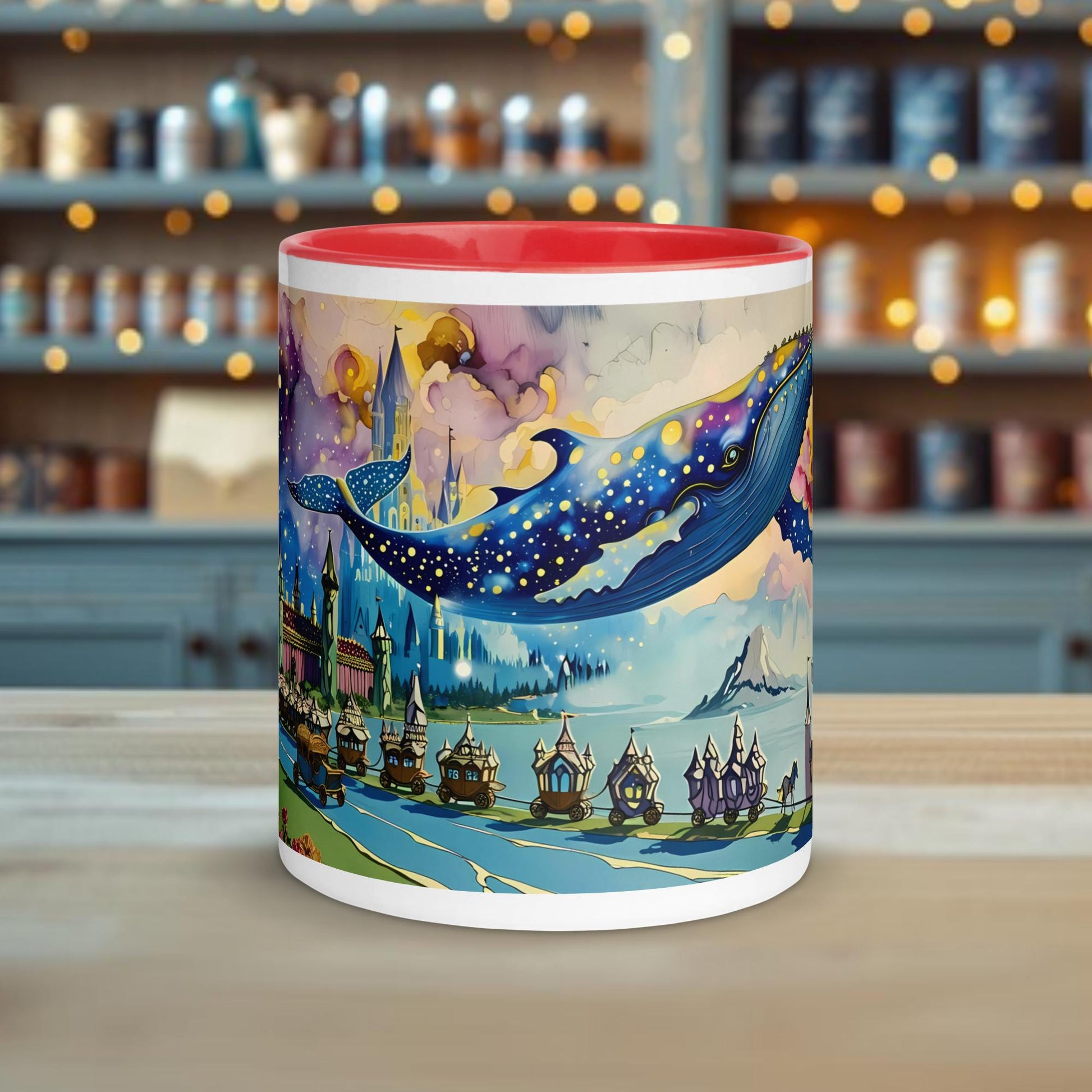 Fairy Galactic Citizen Whale Weiße Keramiktasse mit Farbe an der Innenseite 11oz/325ml