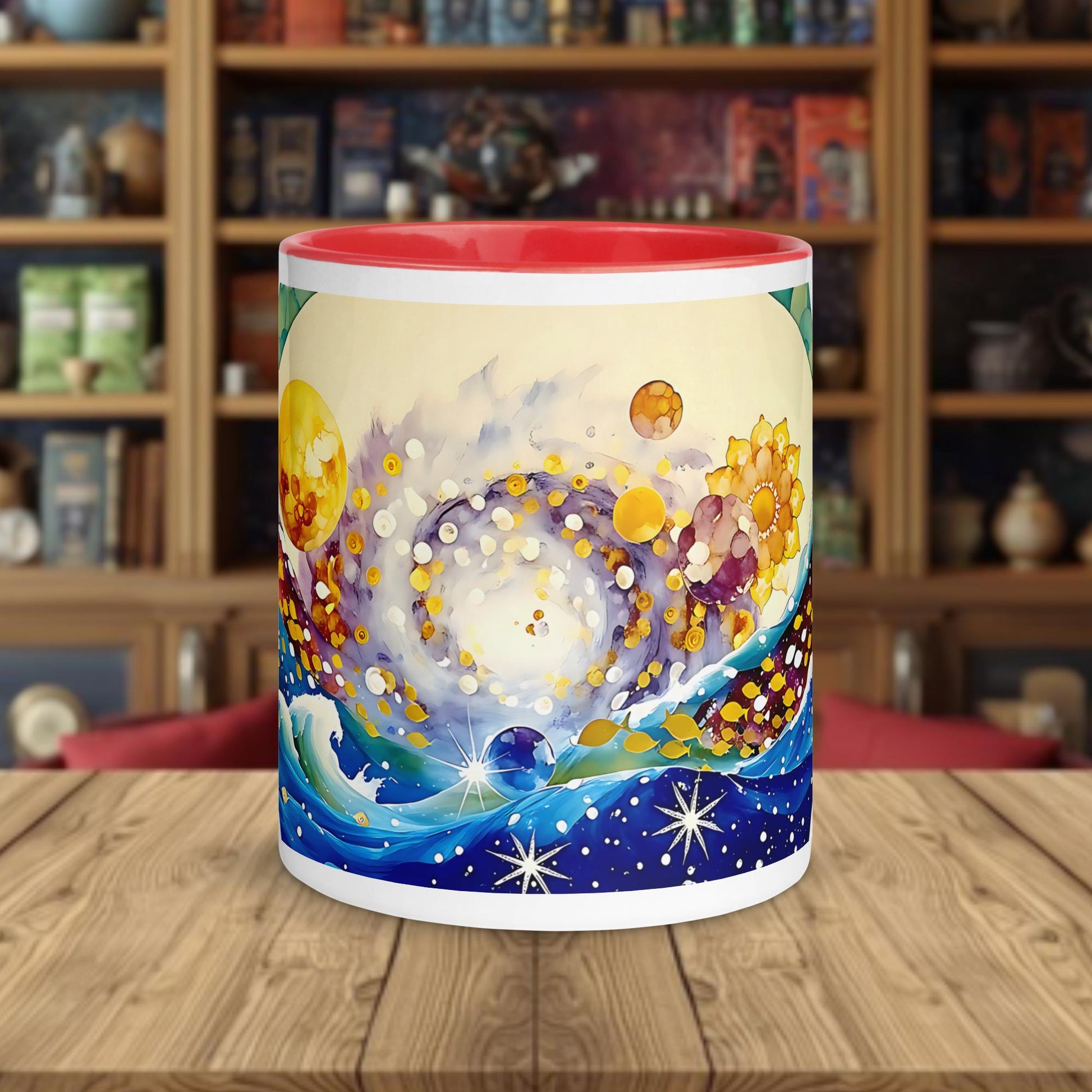 Fairy Galactic Nebula of Fish Weiße Keramiktasse mit Farbe an der Innenseite 11oz/325ml