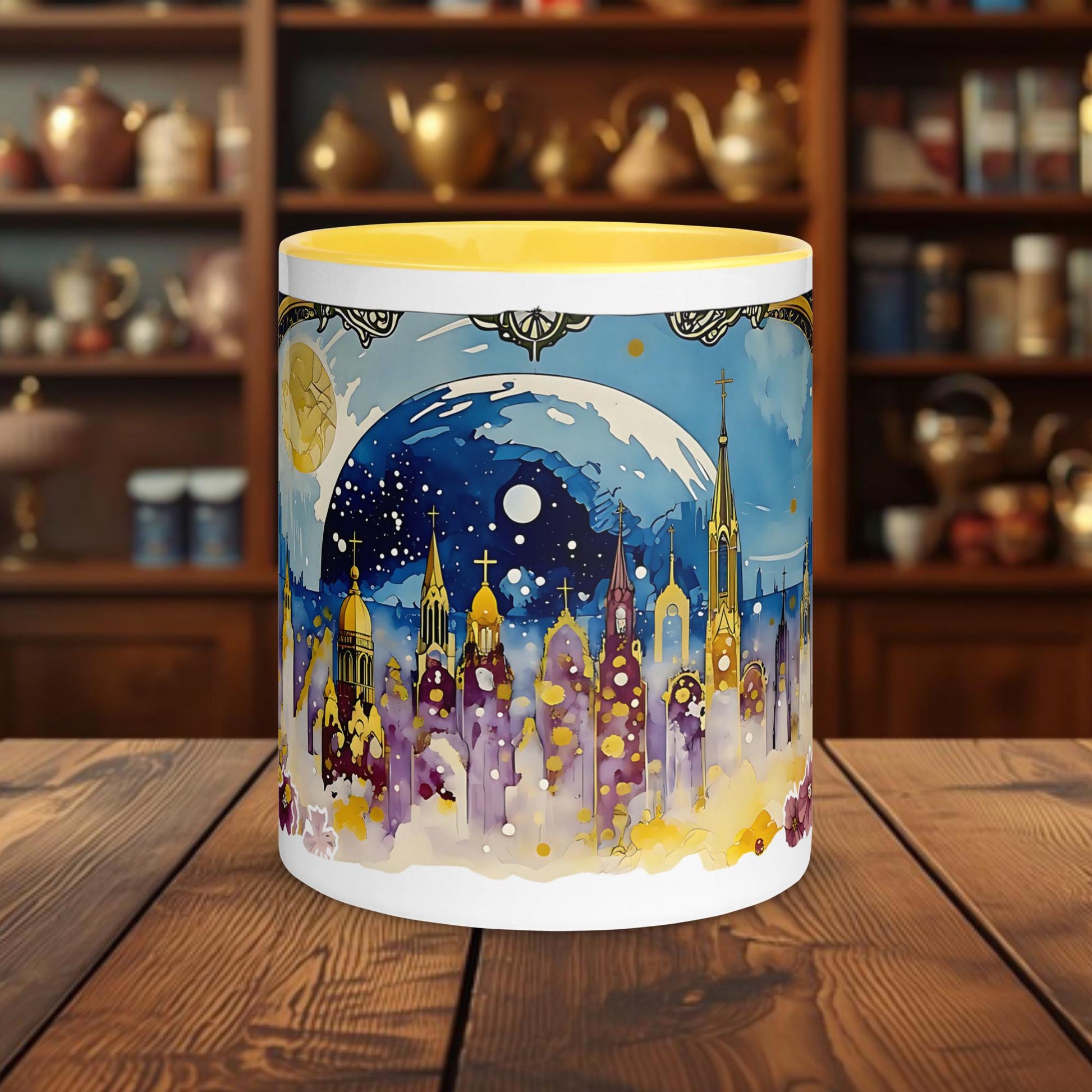 Fairy Galactic Floral Skyline Mug with Color Inside 11oz/325ml